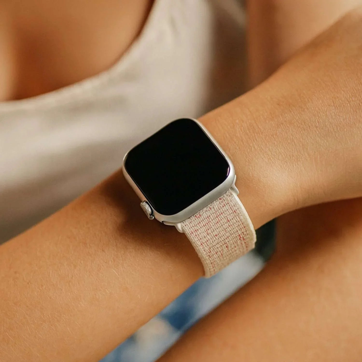 Bracelet Apple Watch Nexora - tressé - nylon - coloris lumière stellaire