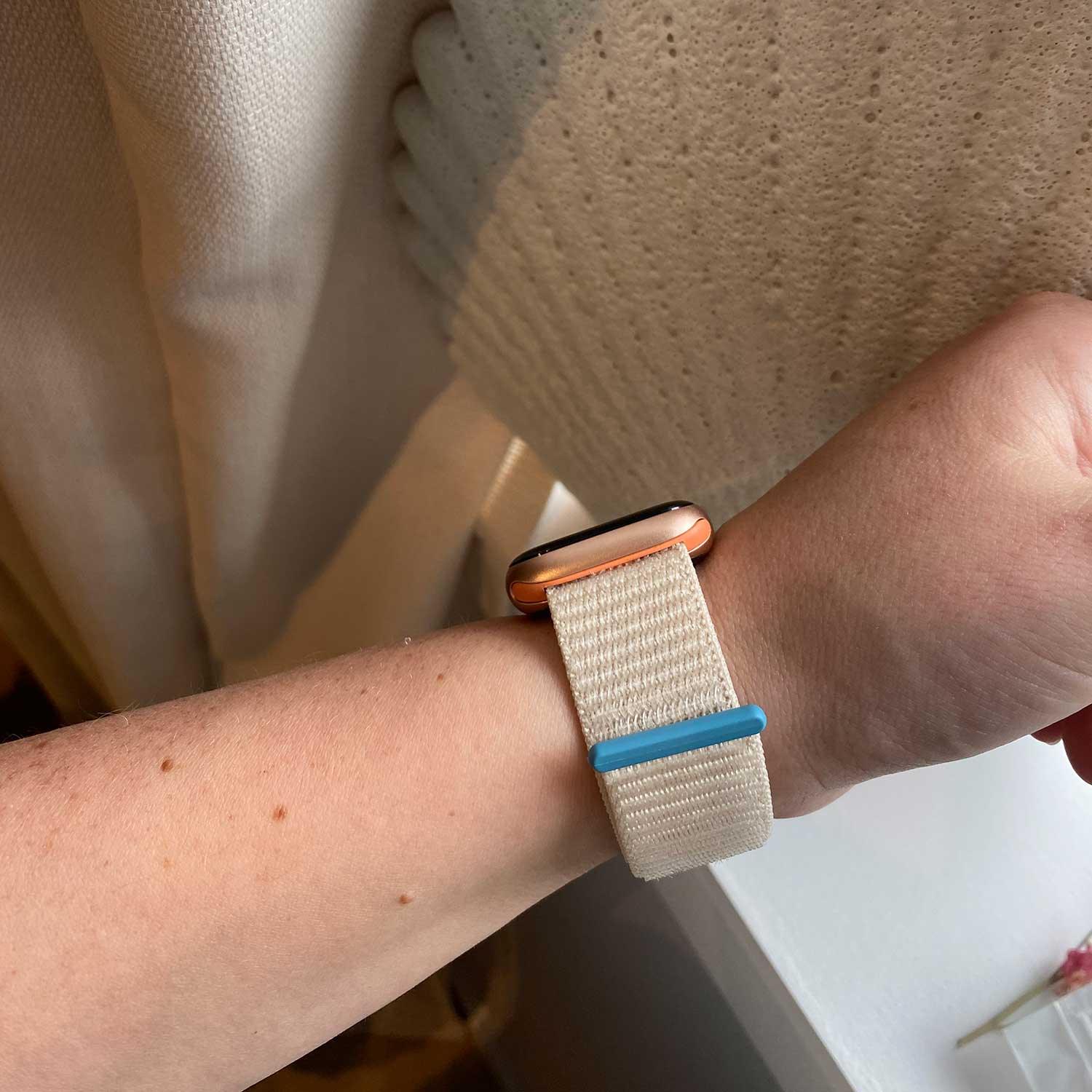 Bracelet Apple Watch Nexora - tressé - nylon - lumière stellaire orange