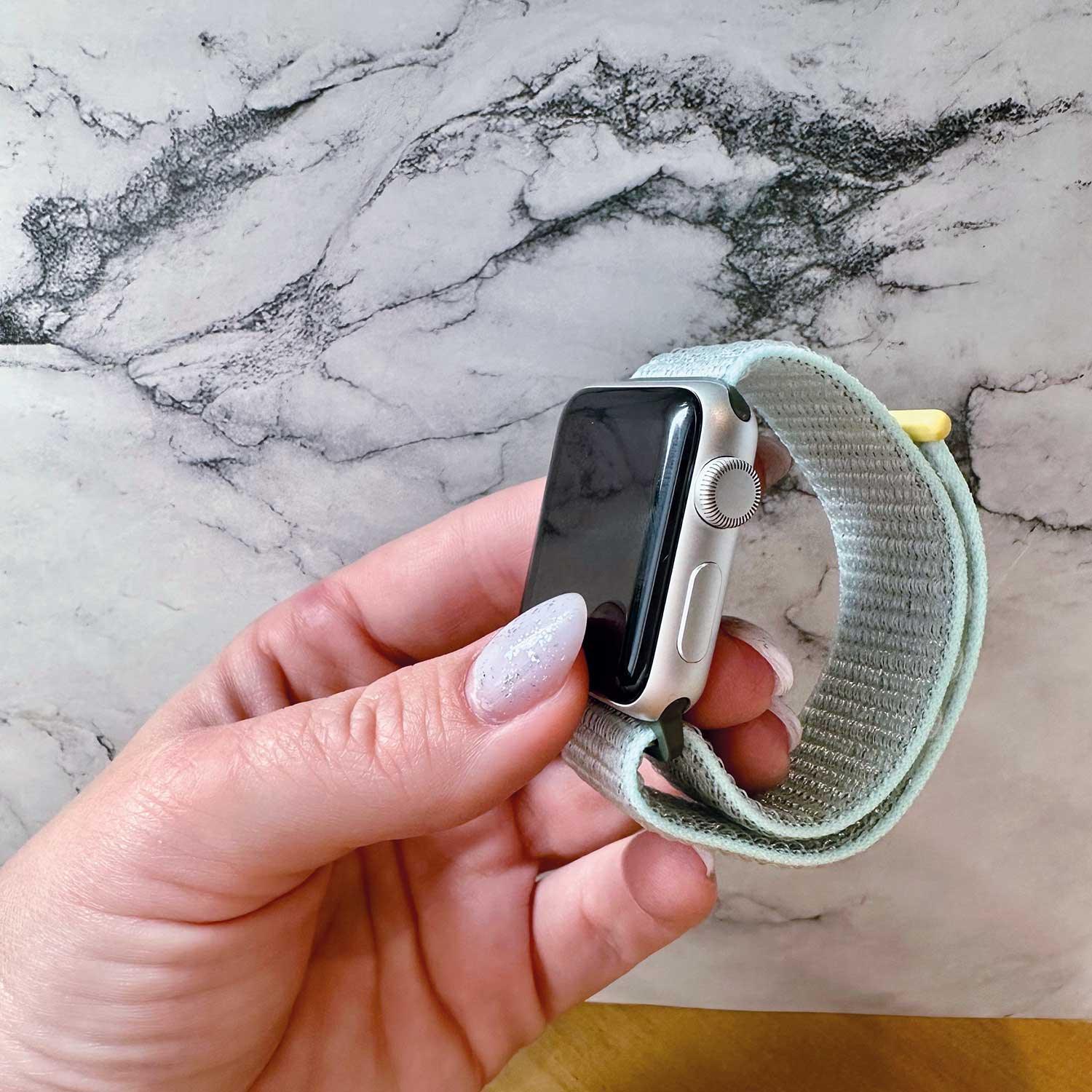 Bracelet Apple Watch Nexora - tissé - nylon - vert menthe doux