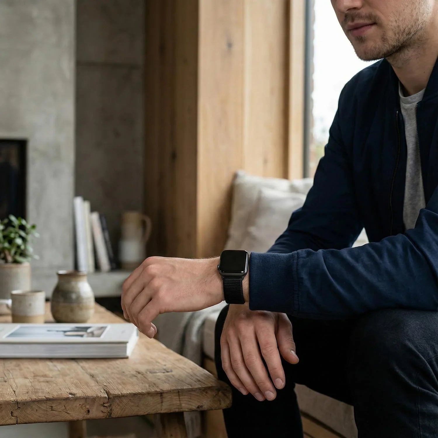 Bracelet Apple Watch Flyne - tissé - nylon - noir