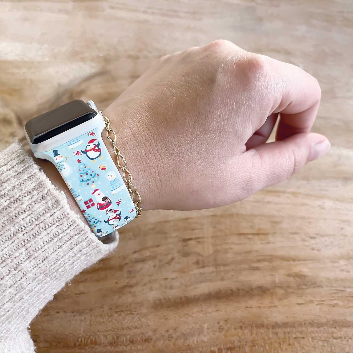 Bracelet imprimé Apple Watch - silicone - Noël - vert