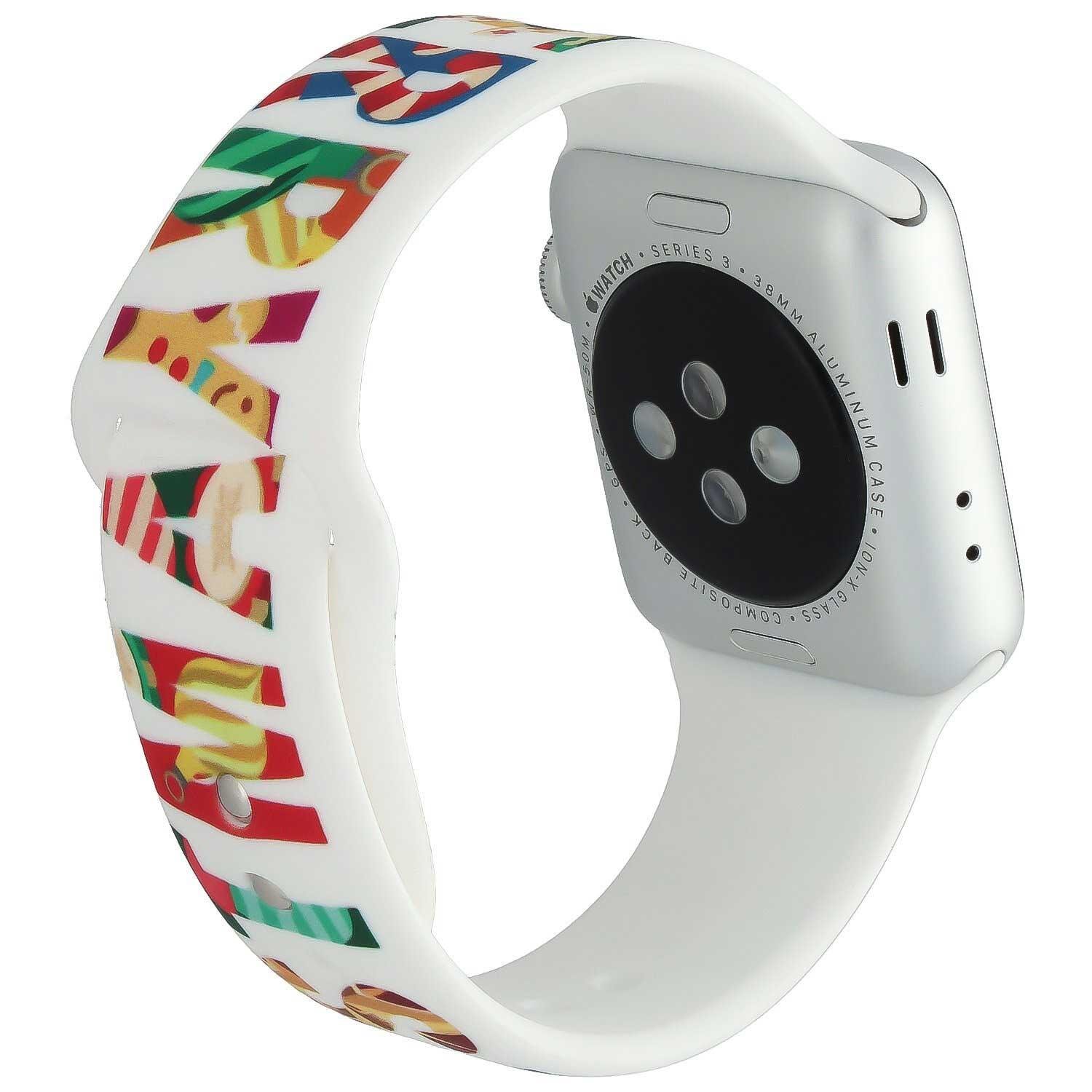 Bracelet imprimé Apple Watch - silicone - Noël - joyeux Noël