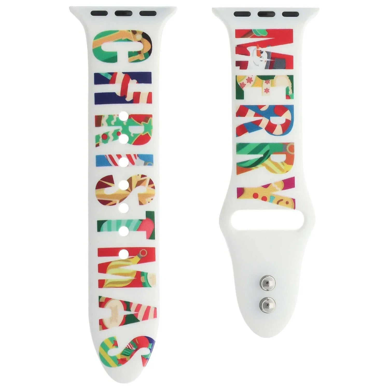 Bracelet imprimé Apple Watch - silicone - Noël - joyeux Noël