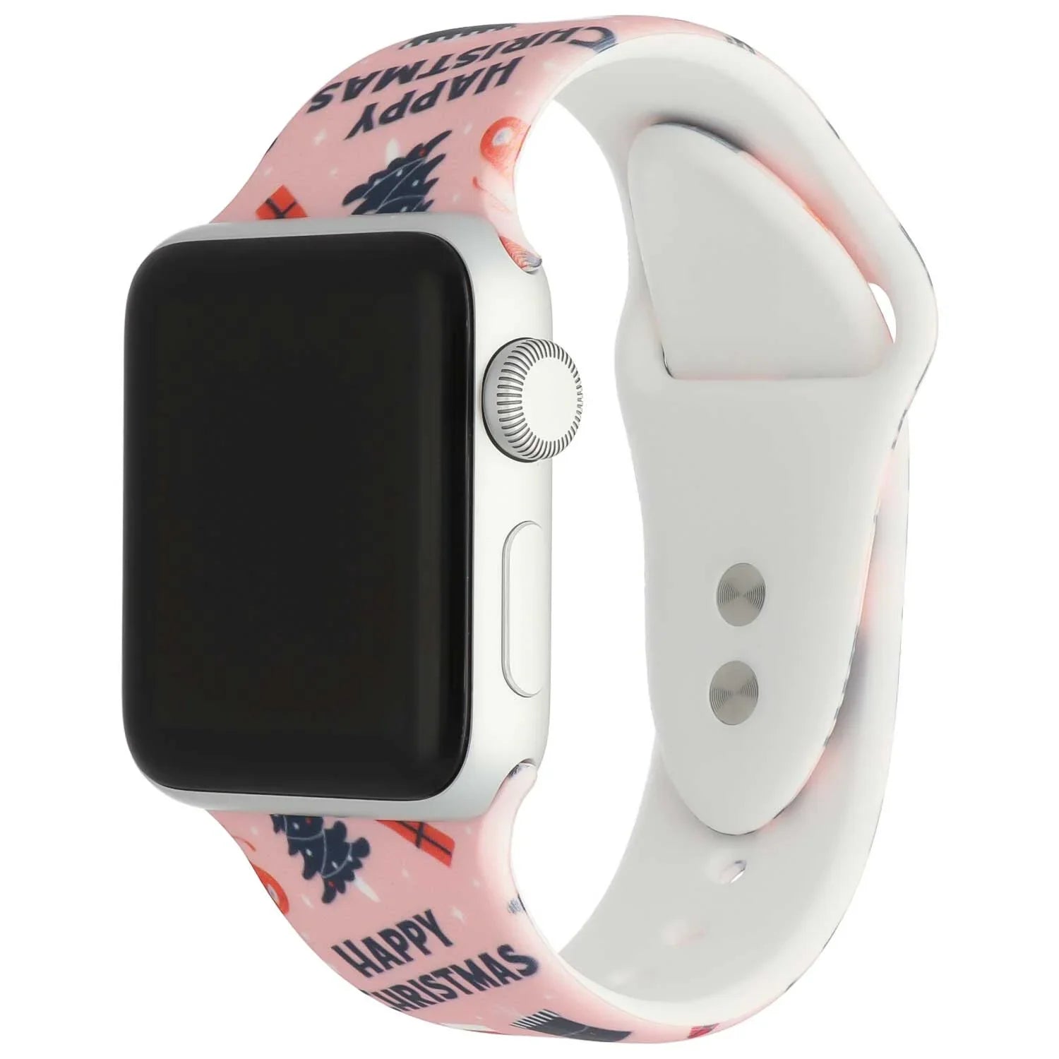 Bracelet imprimé Apple Watch - silicone - Noël - rose