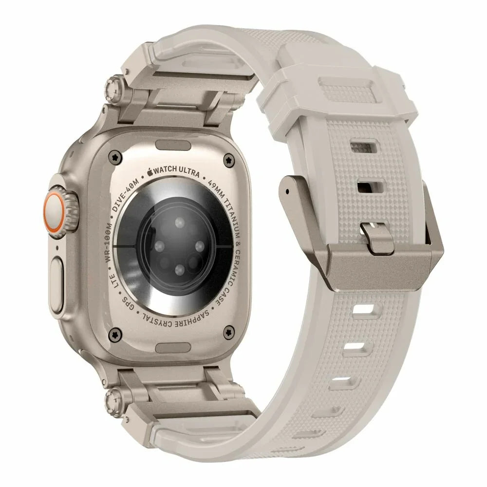 Bracelet robuste Apple Watch - silicone - lumière stellaire - titane