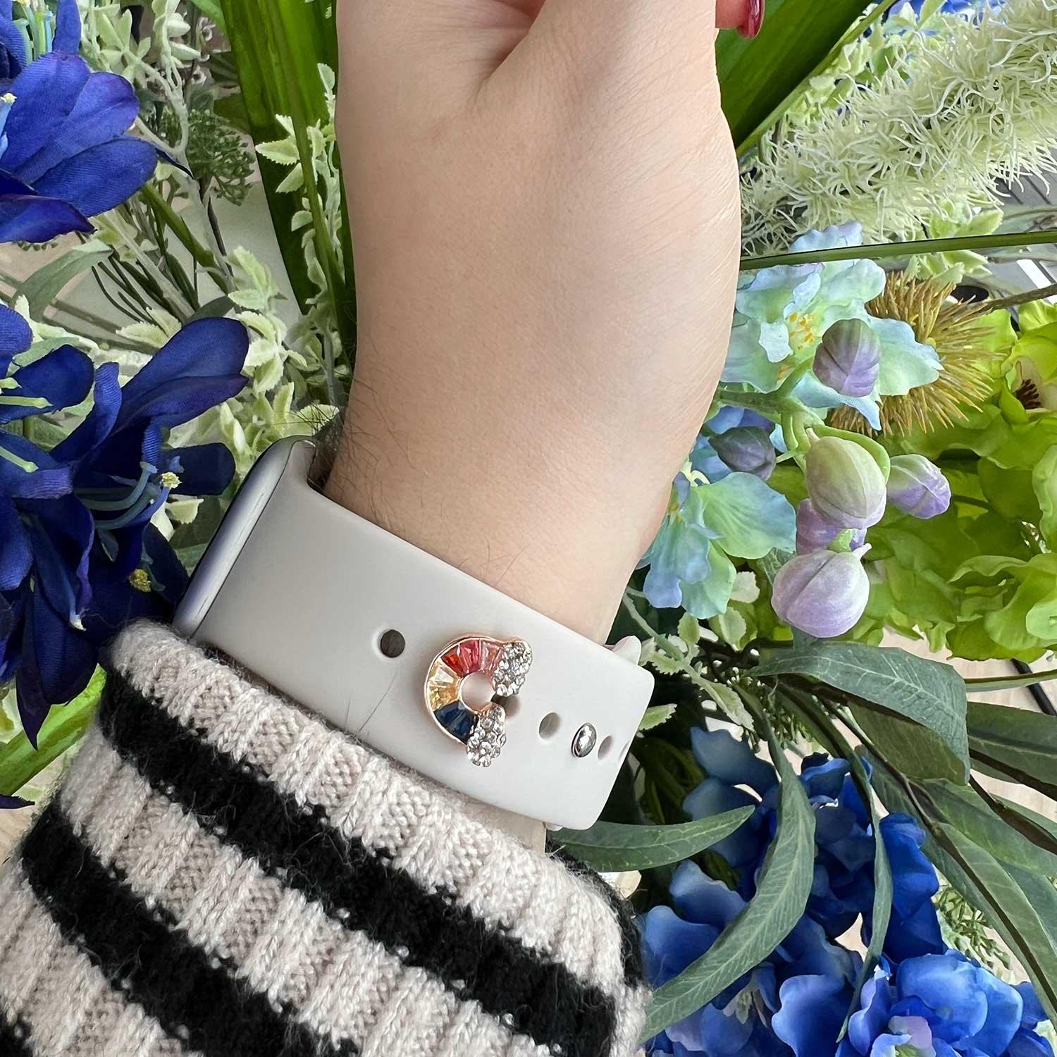 Bijou pour Apple Watch - arc-en-ciel or rose