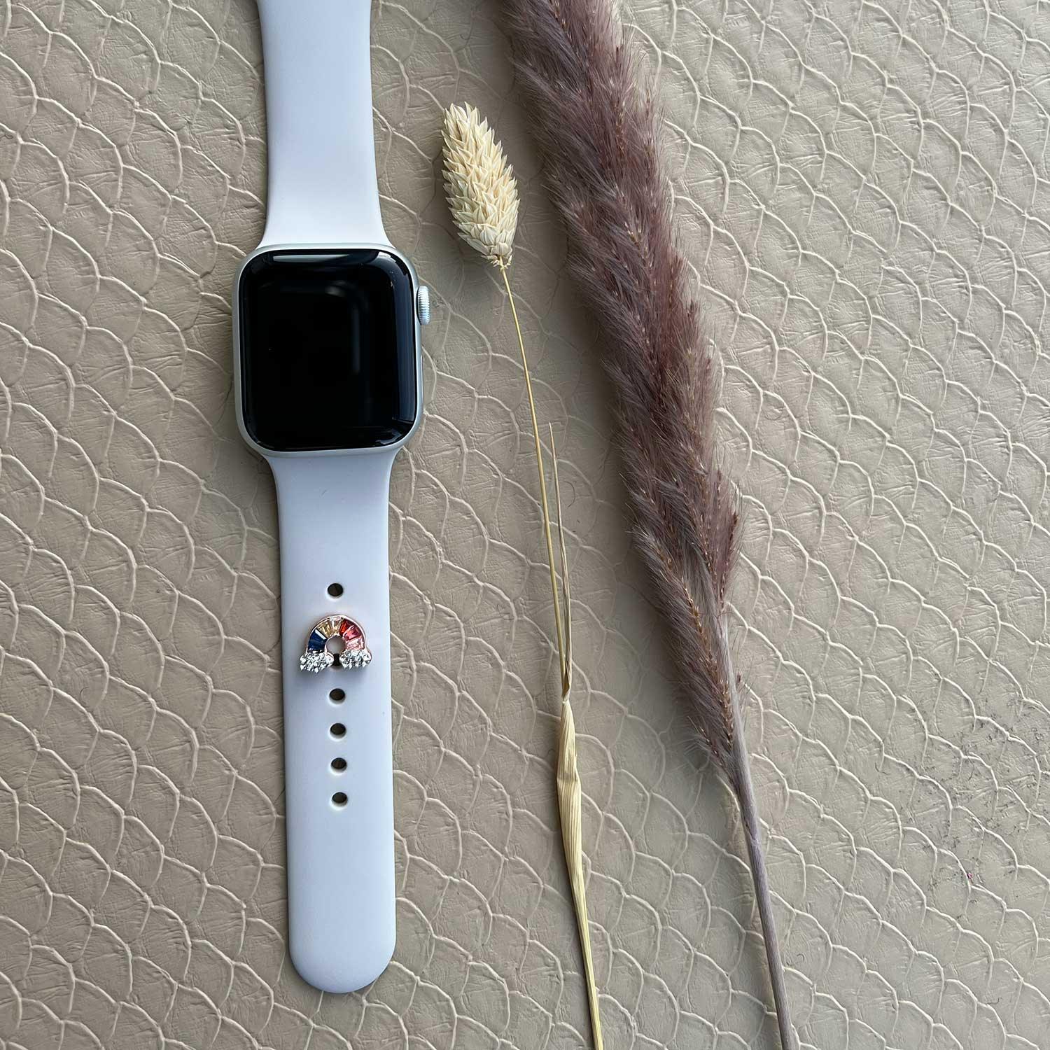Bijou pour Apple Watch - arc-en-ciel or rose