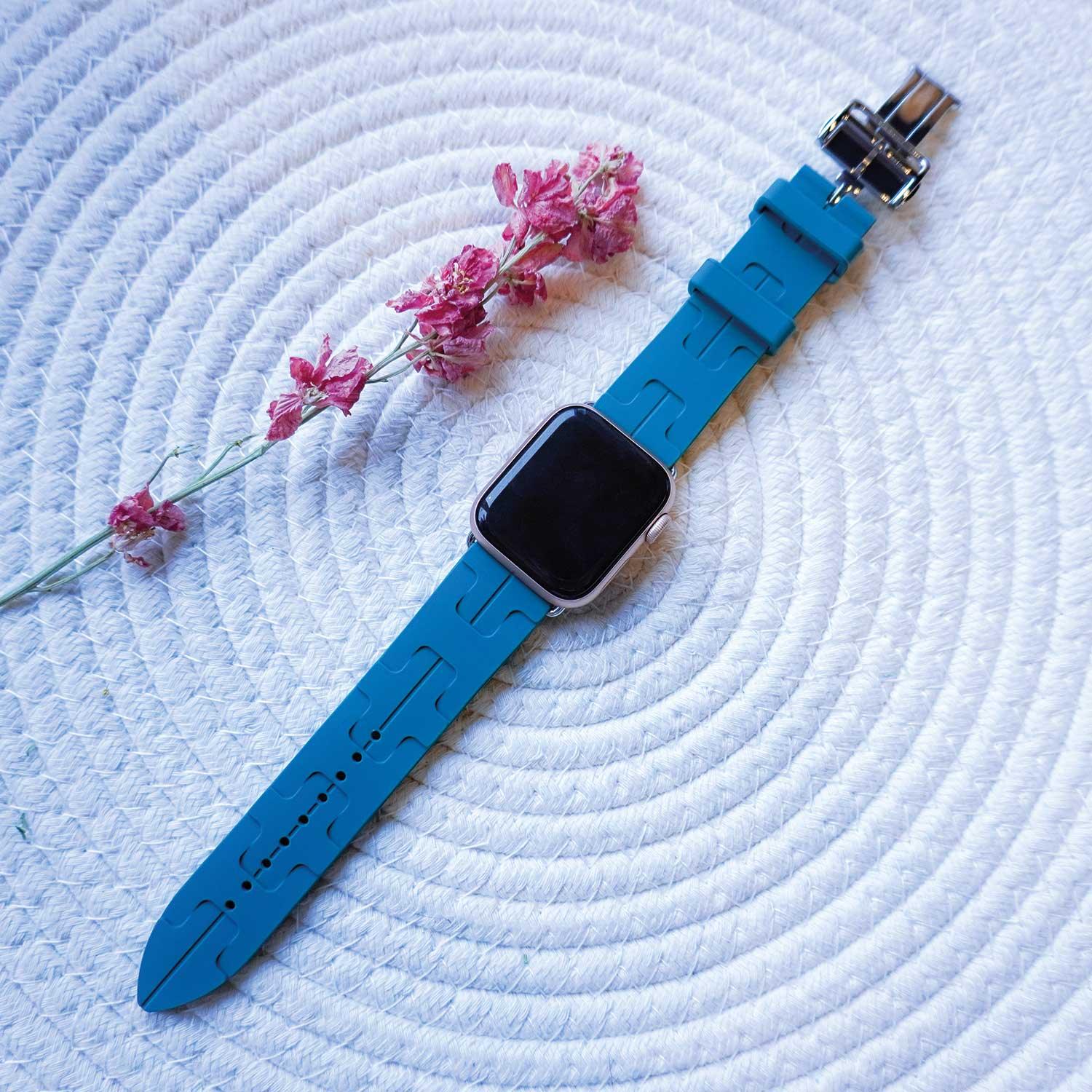 Bracelet Apple Watch Kilim - silicone - vert pin