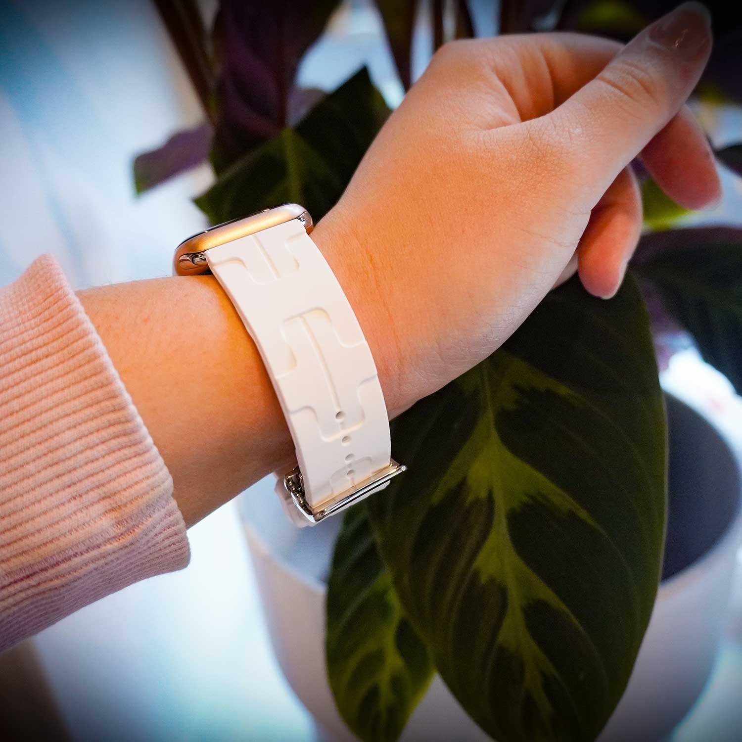 Bracelet Apple Watch kilim - silicone - blanc