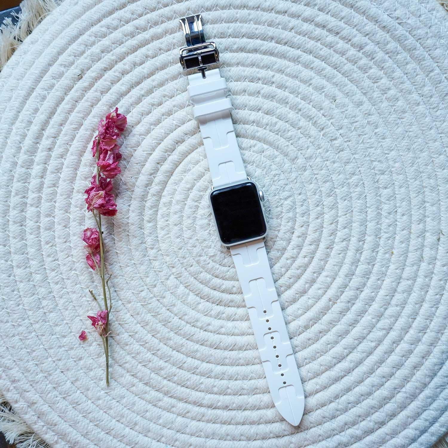 Bracelet Apple Watch kilim - silicone - blanc