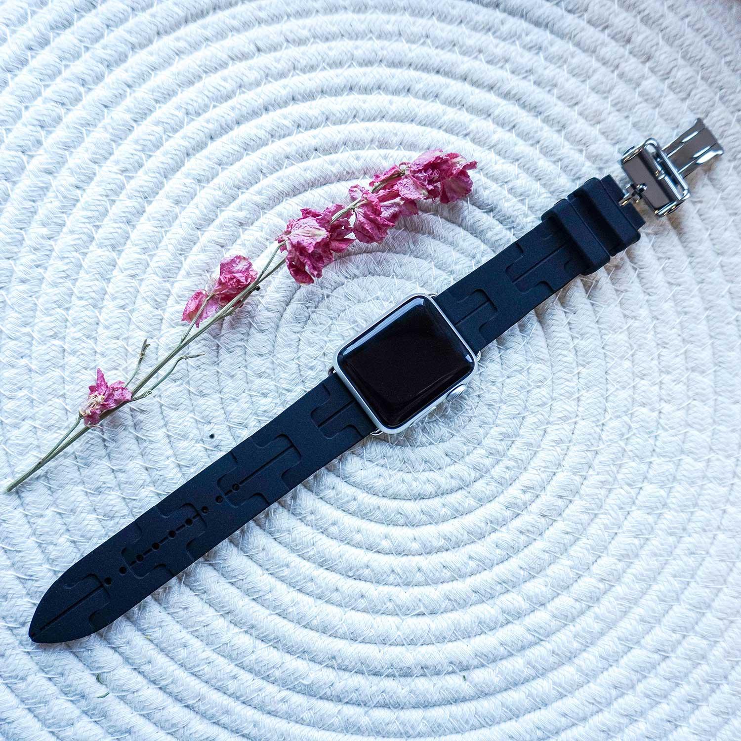 Bracelet Apple Watch Kilim - silicone - noir