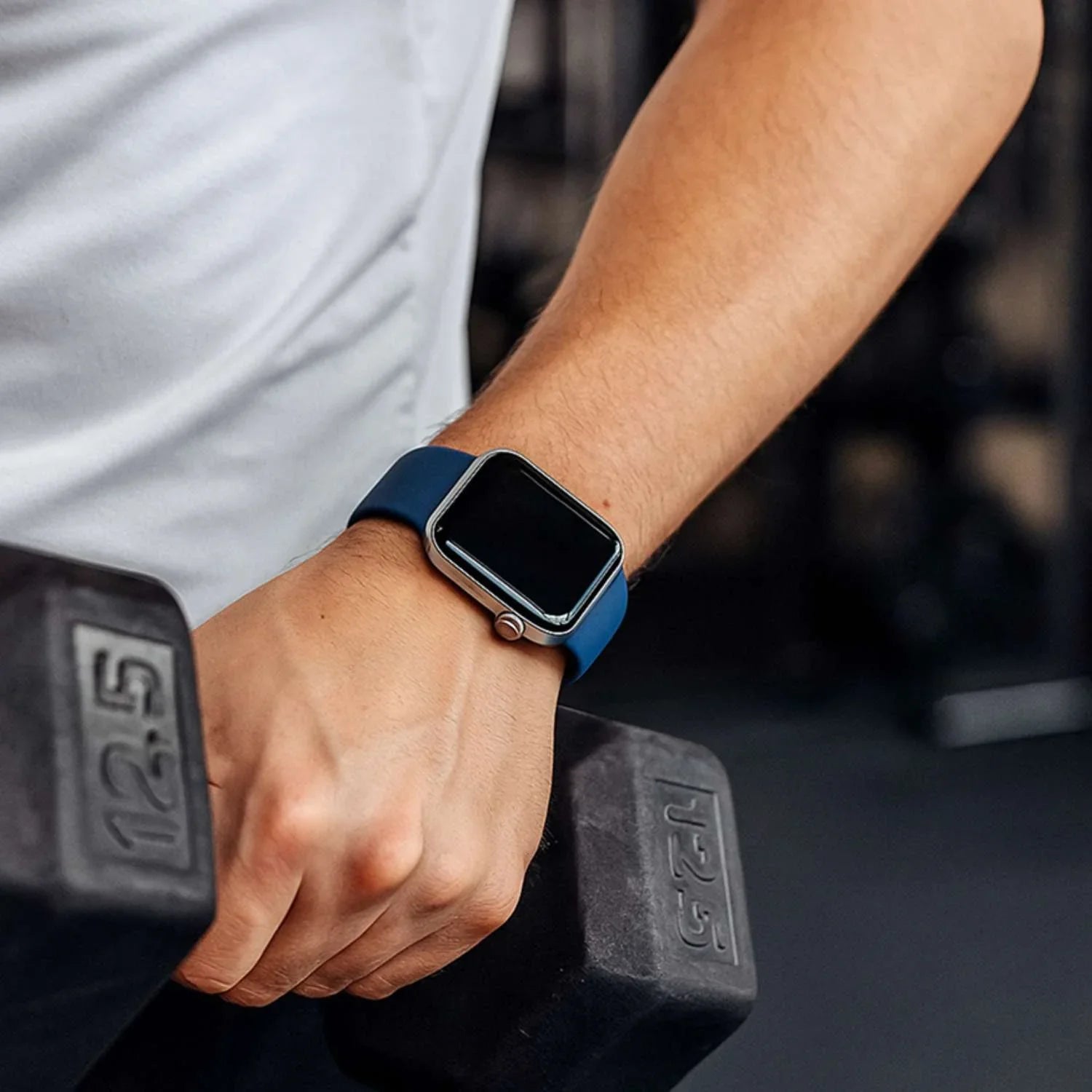 Bracelet Apple Watch Ovaro - silicone - Bleu jean