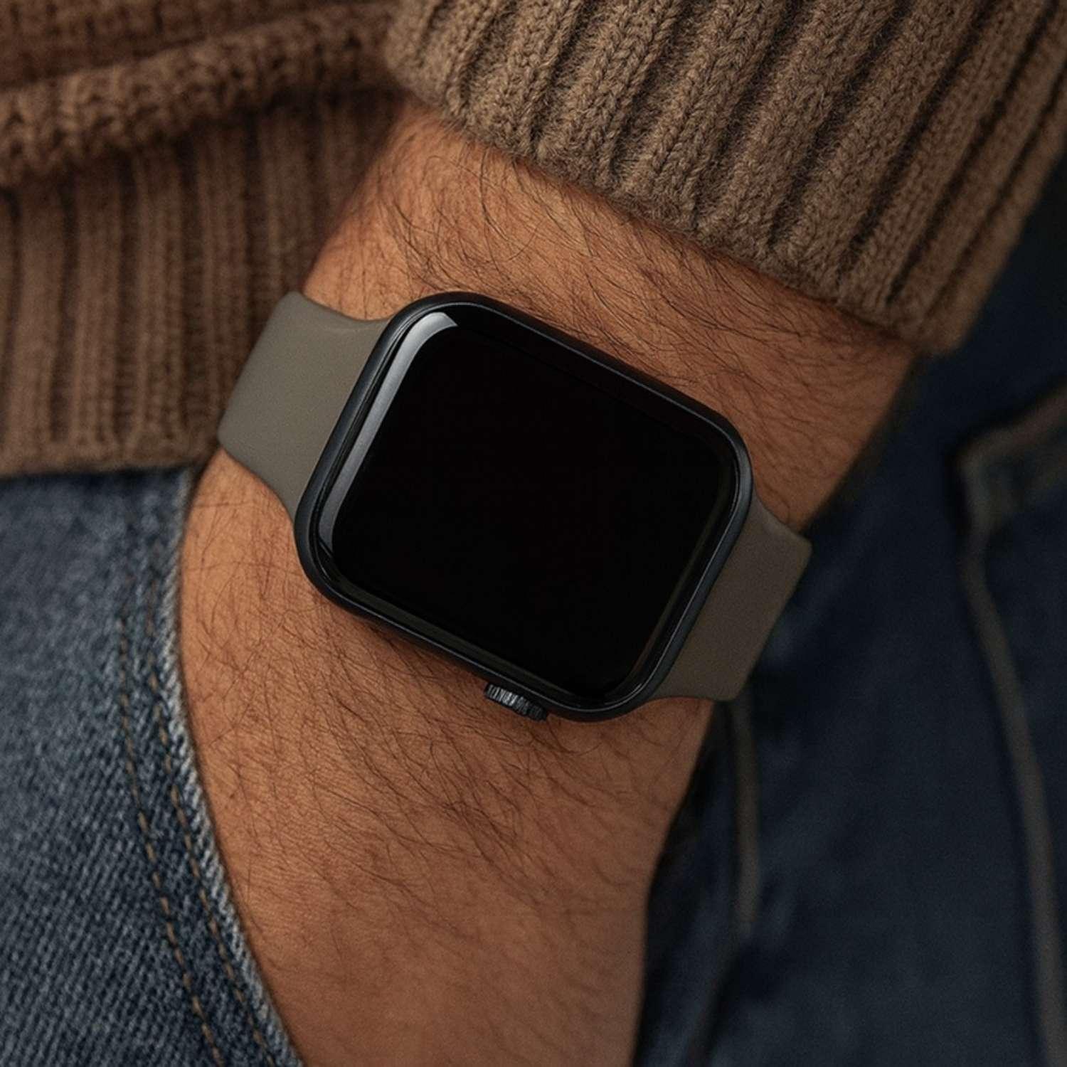 Bracelet Apple Watch Savro - silicone - gris roche