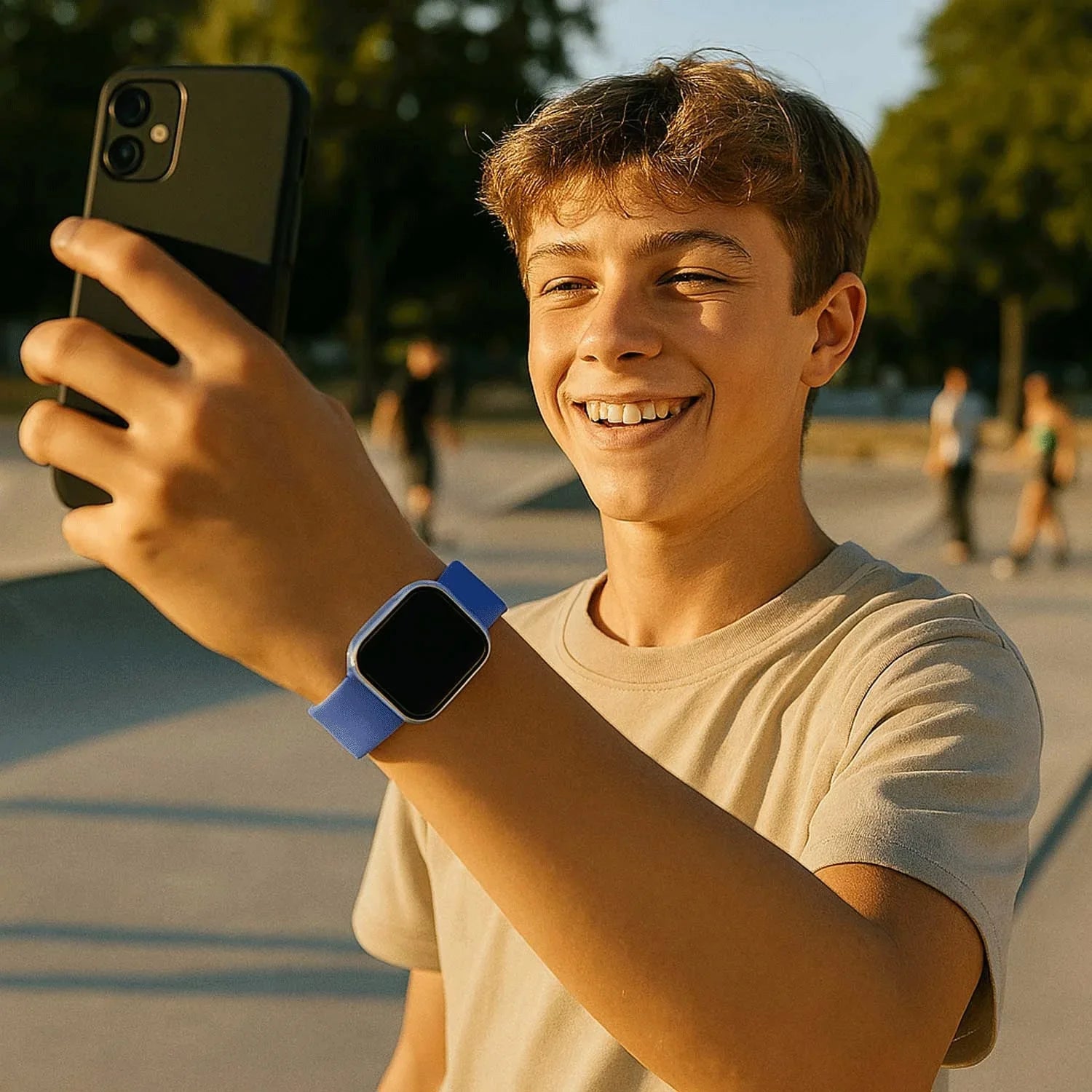 Bracelet Apple Watch Ovaro - silicone - bleu-violet