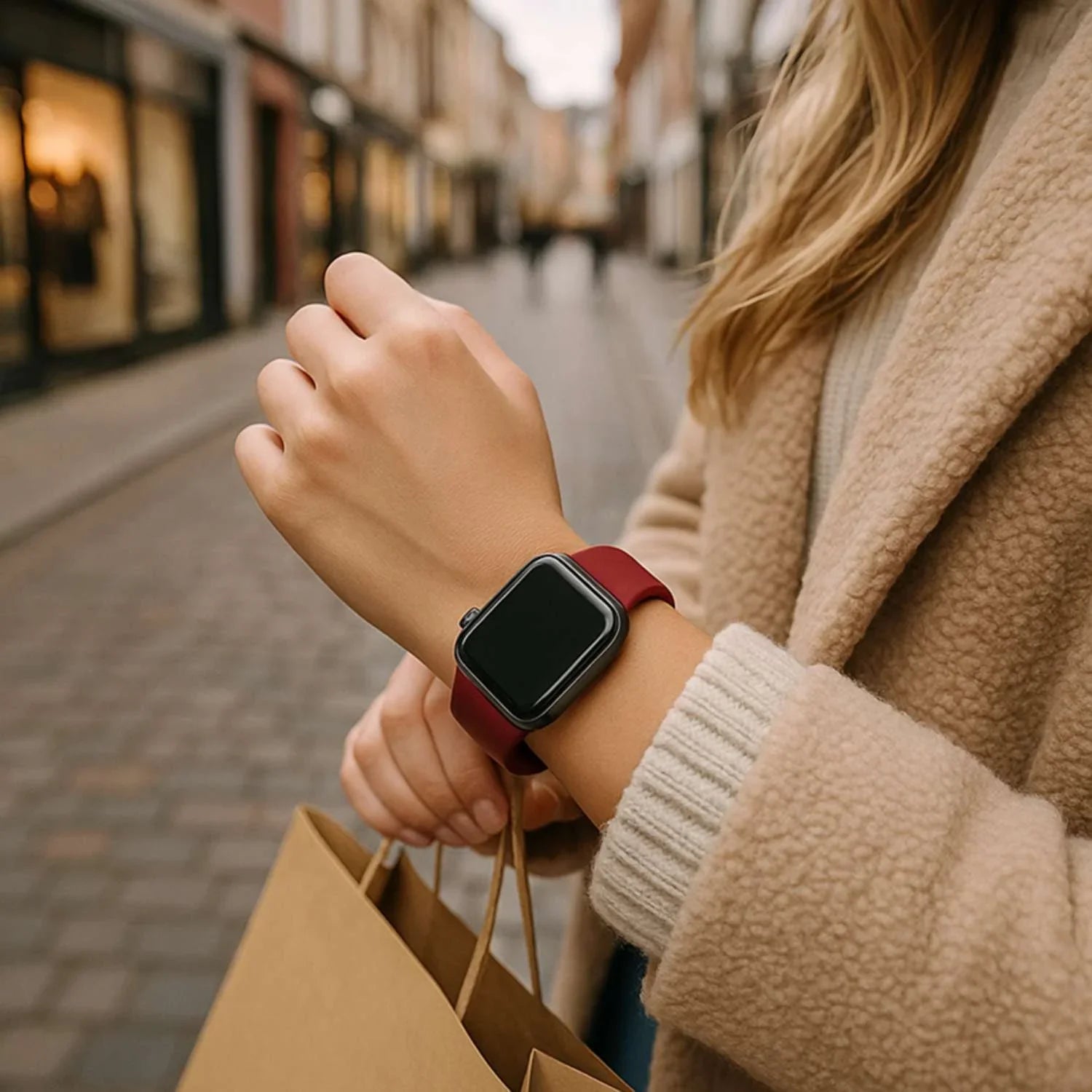 Bracelet Apple Watch - silicone - lie-de-vin