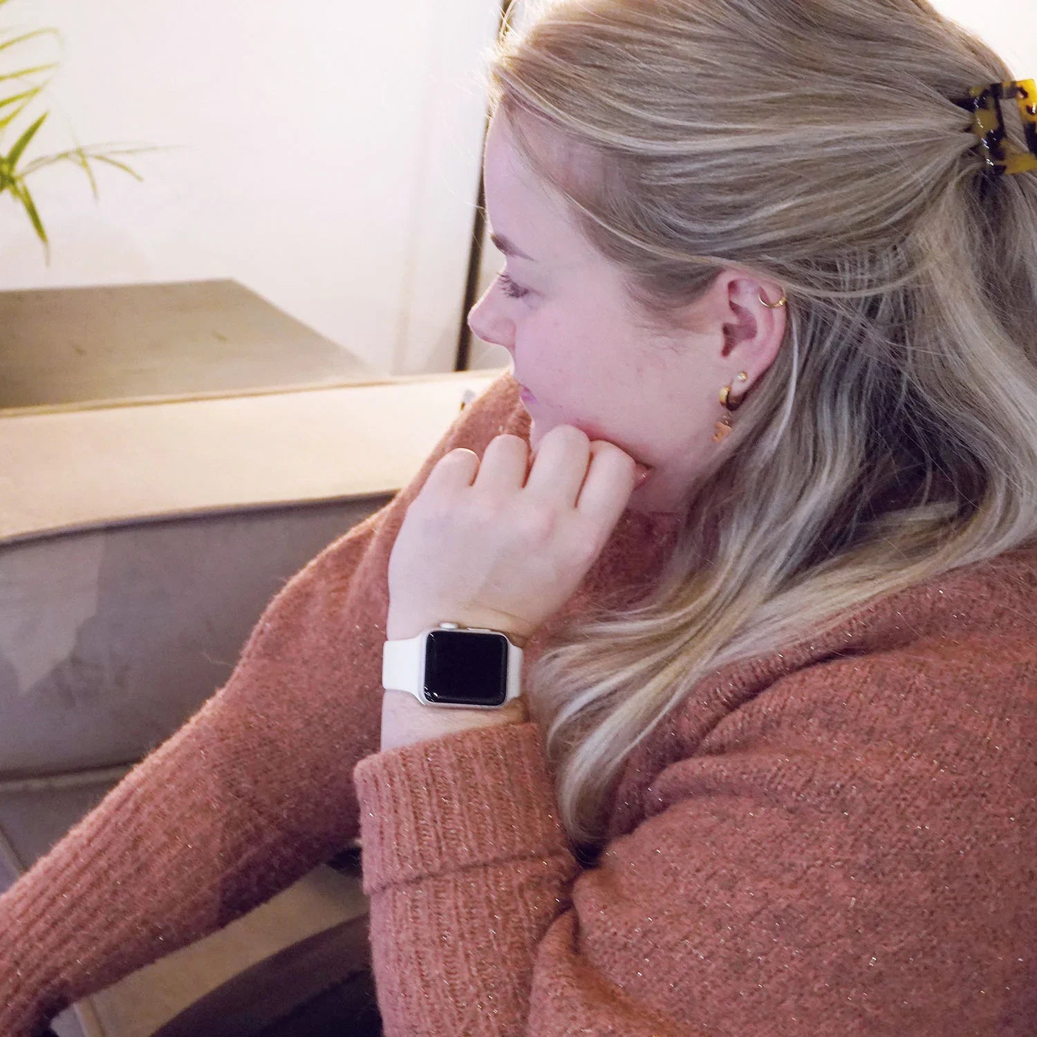 Bracelet Apple Watch Savro - silicone - blanc doux