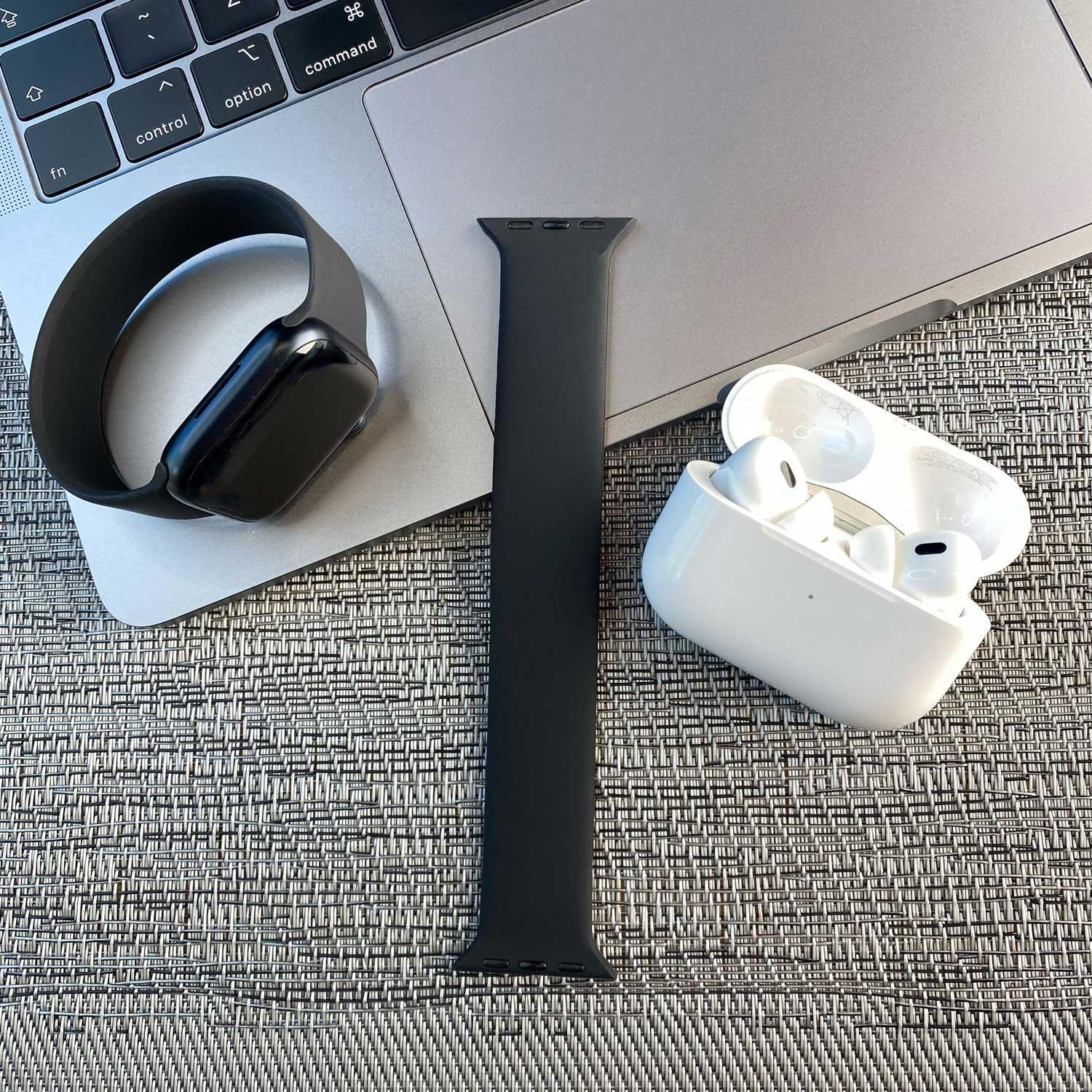 Bracelet Apple Watch - silicone - boucle unique - noir