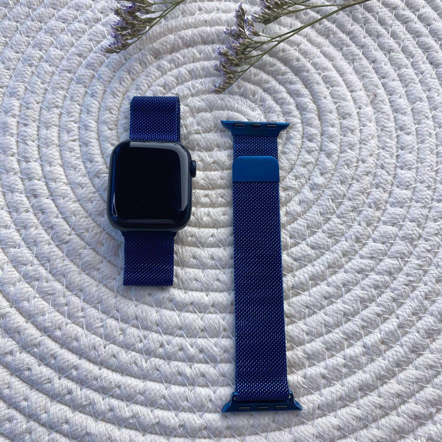 Bracelet Apple Watch Fiore - milanais - bleu