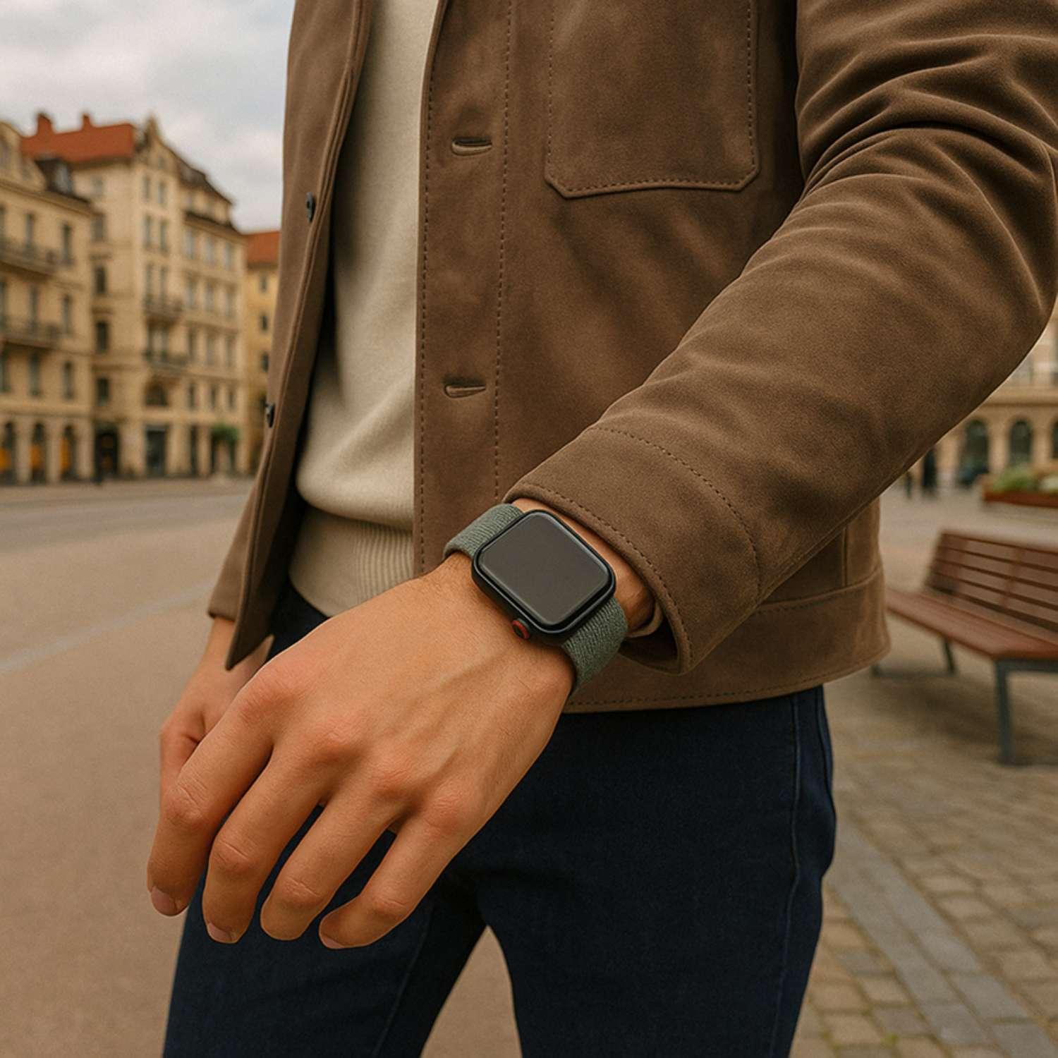 Bracelet Apple Watch Flyne - tissé - nylon - vert sauge