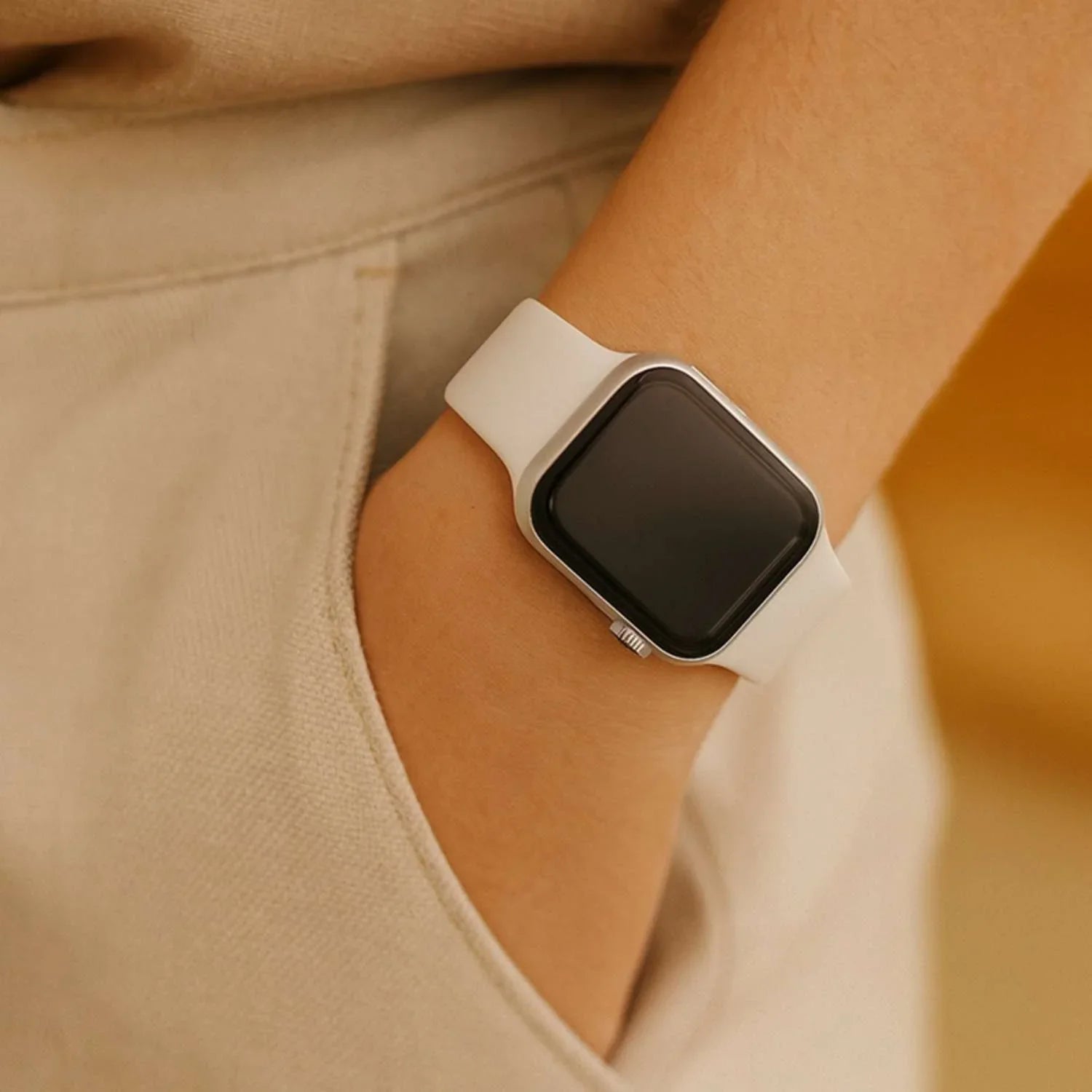 Bracelet Apple Watch Ovaro - silicone - blanc