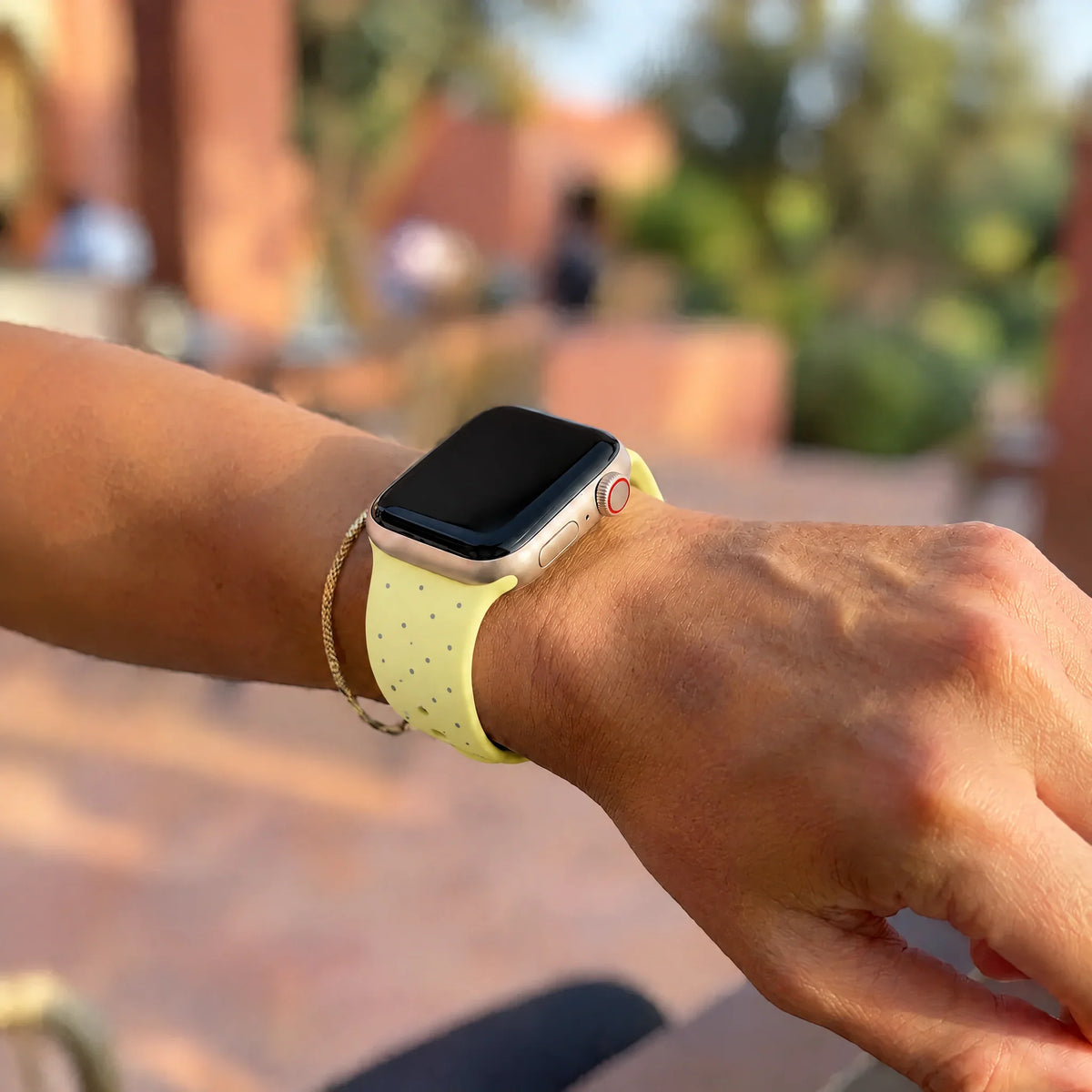 Bracelet Apple Watch Dots - silicone - Jaune
