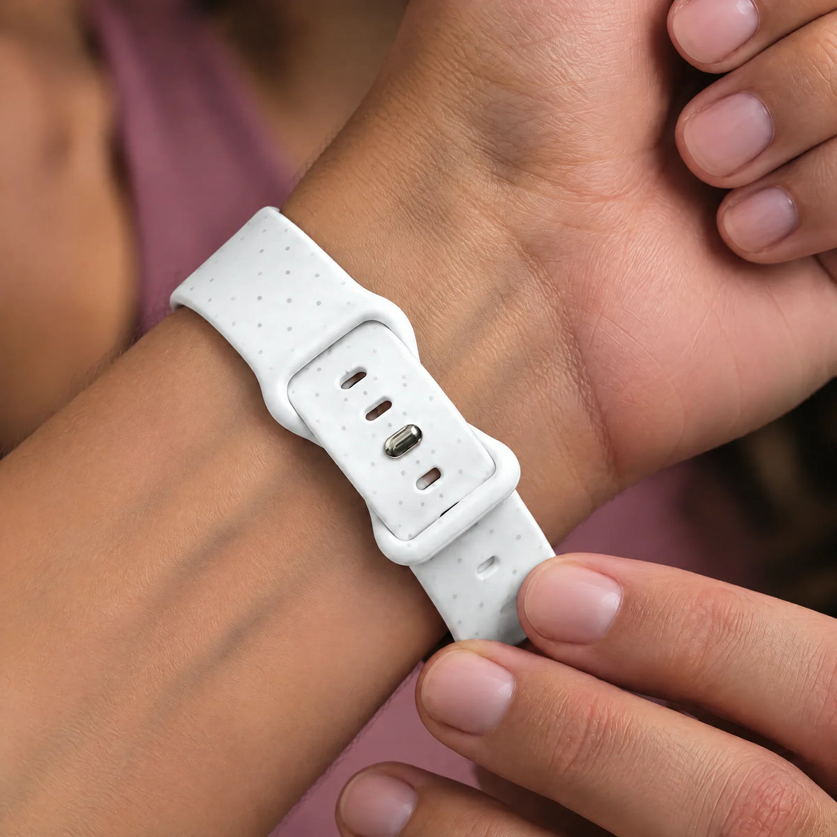 Bracelet Apple Watch Dots - silicone - Blanc