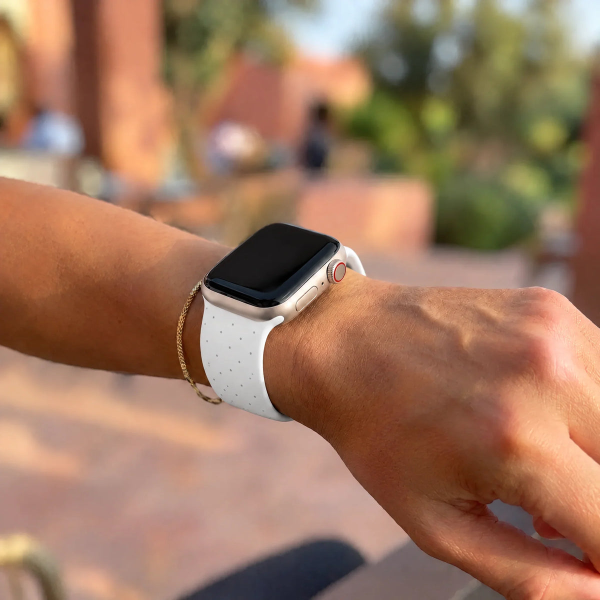 Bracelet Apple Watch Dots - silicone - Blanc