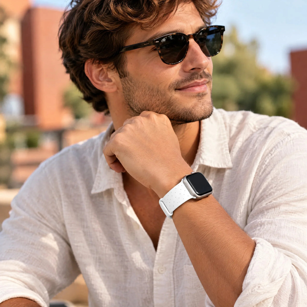 Bracelet Apple Watch Dots - silicone - Blanc