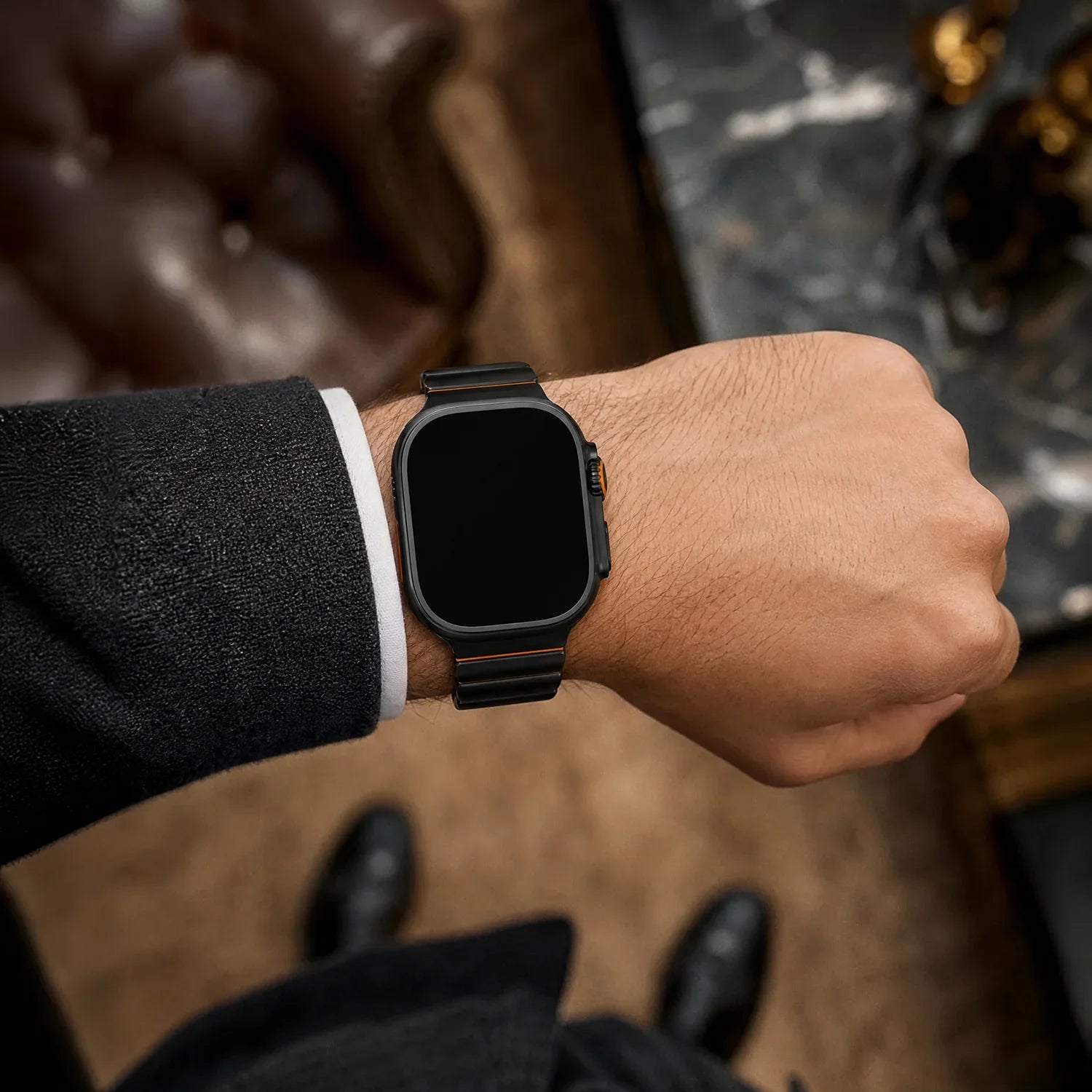 Bracelet Apple Watch Ember - acier - Noir Orange