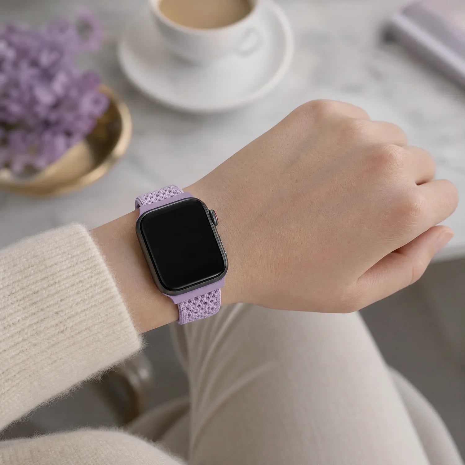 Bracelet Apple Watch Knit - nylon - Lilas
