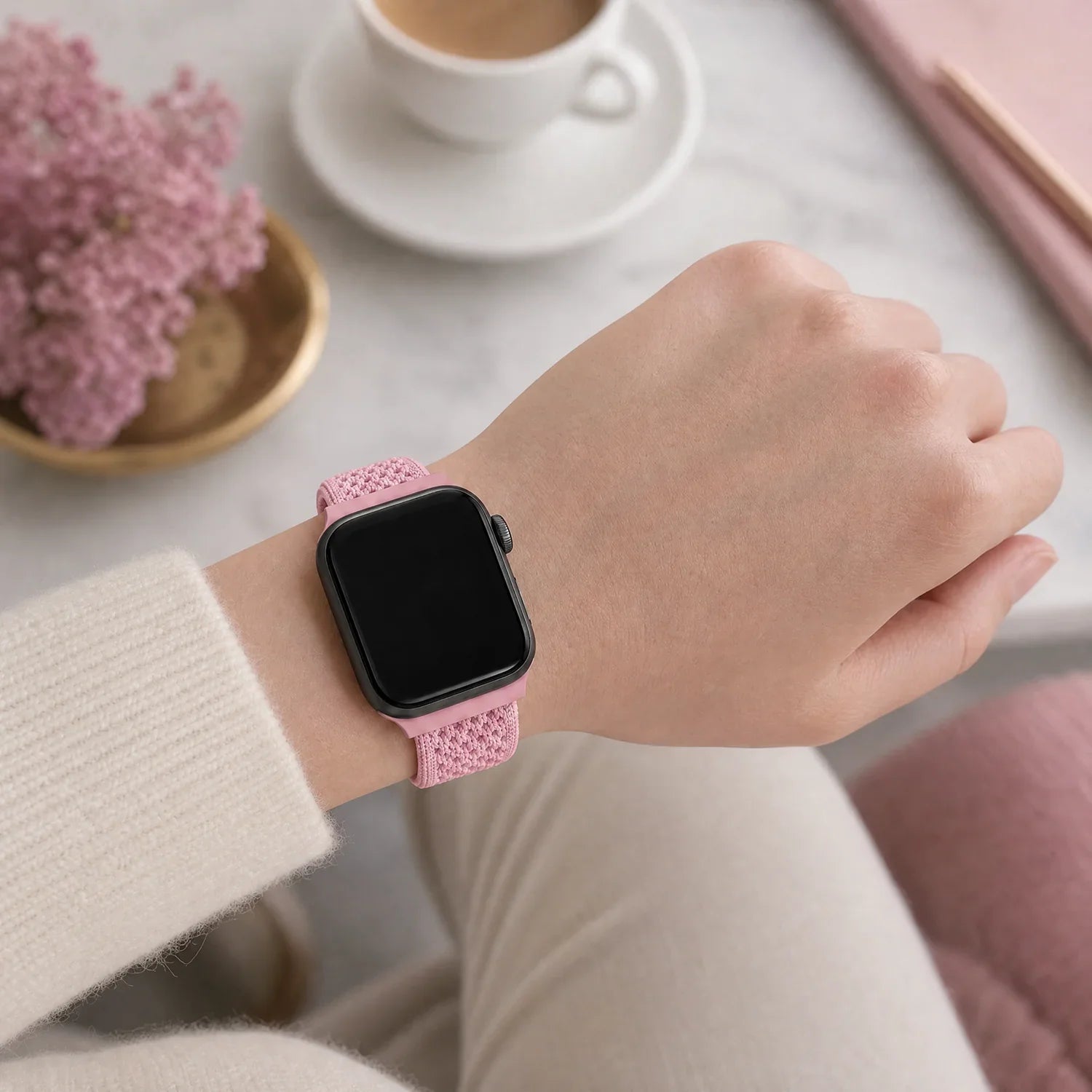 Bracelet Apple Watch Knit - nylon - Rose