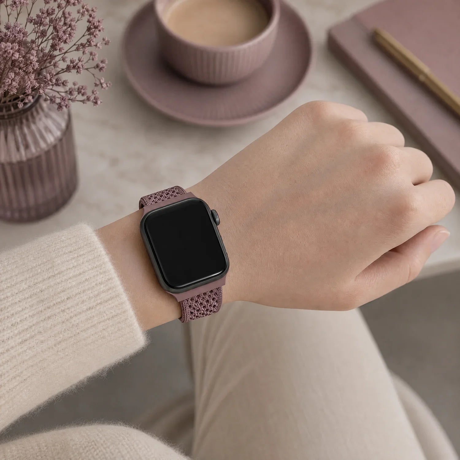 Bracelet Apple Watch Knit - nylon - Violet fumé