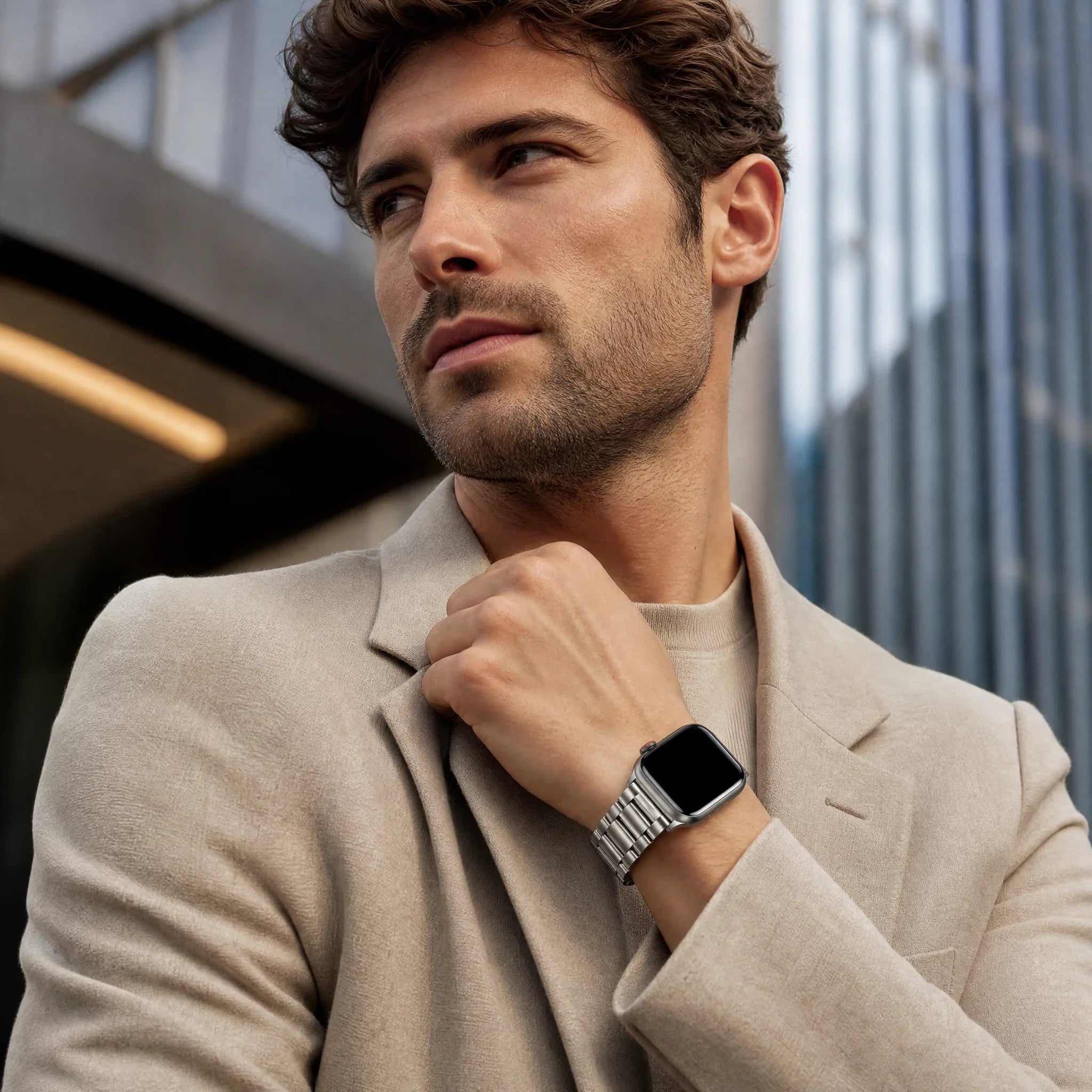 Bracelet Apple Watch Rivaro - acier - Lumière stellaire