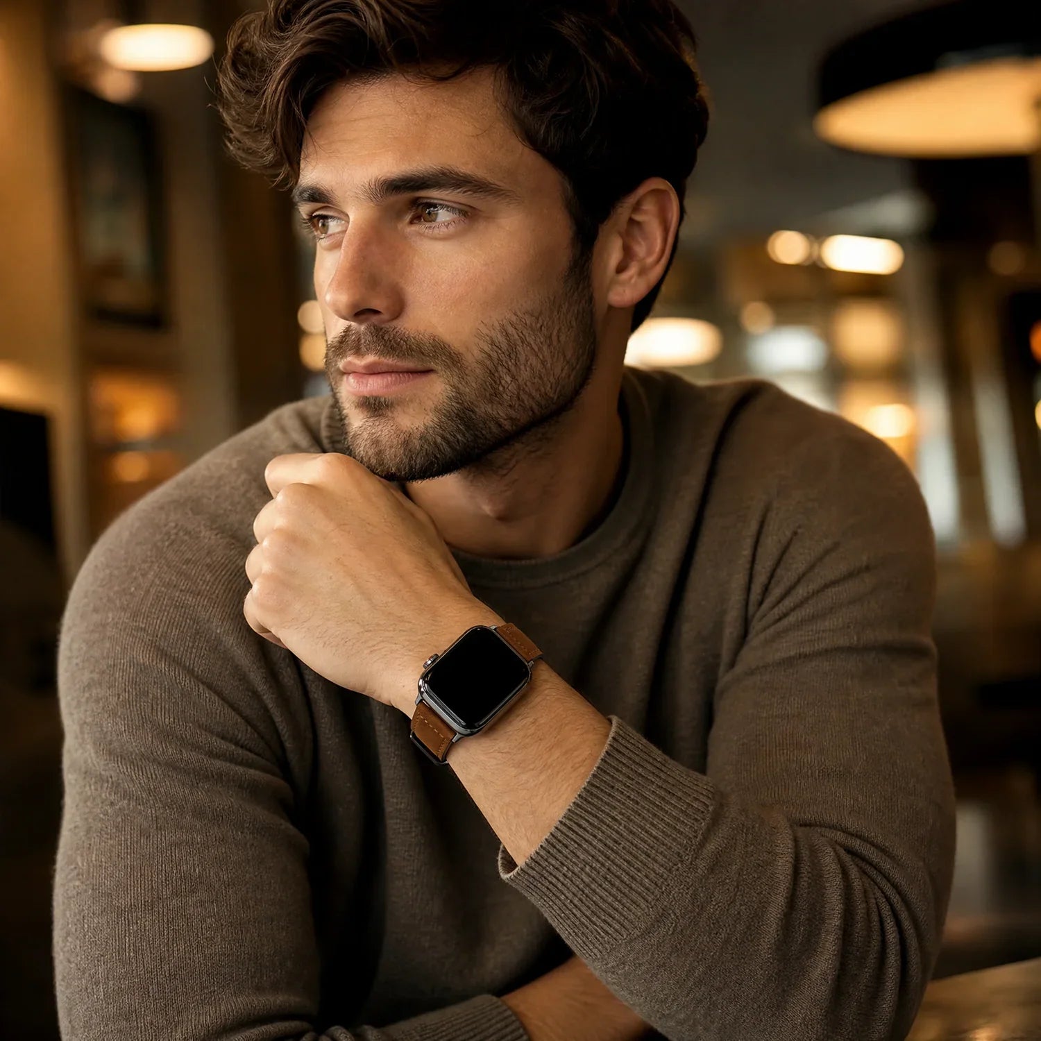 Bracelet Apple Watch Lennox - cuir - brun