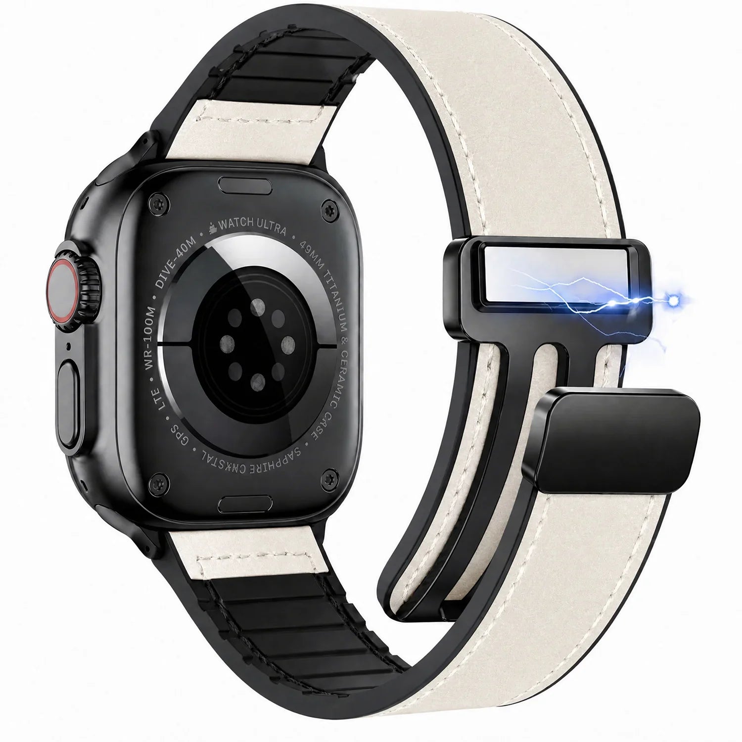 Bracelet Apple Watch Lennox - cuir - blanc