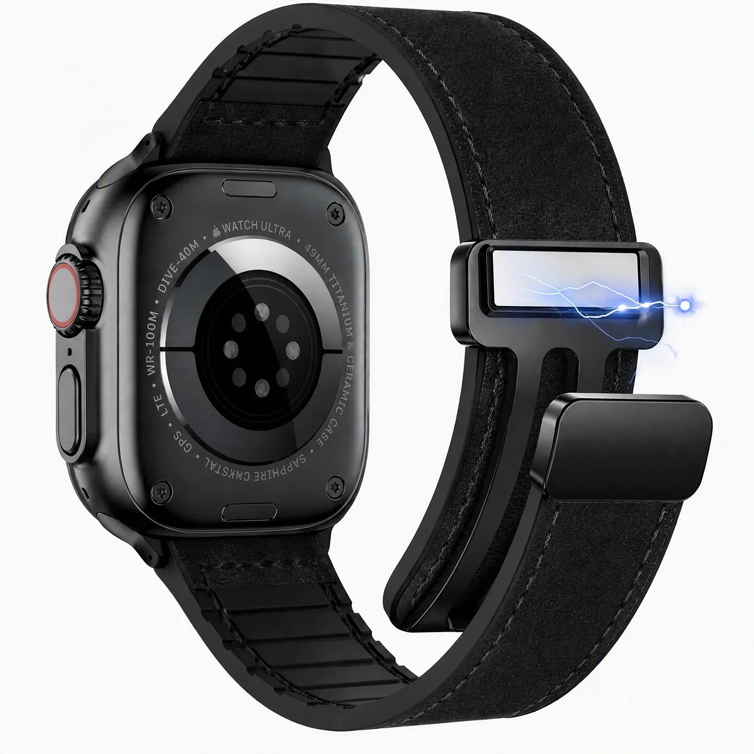 Bracelet Apple Watch Lennox - cuir - noir