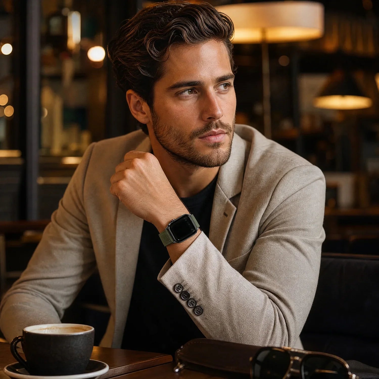 Bracelet Apple Watch Lennox - cuir - vert