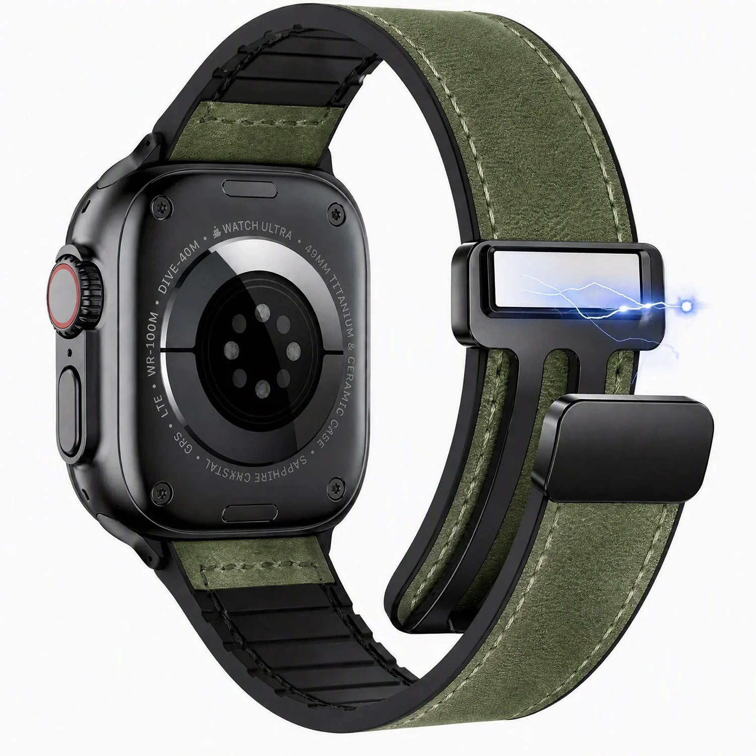 Bracelet Apple Watch Lennox - cuir - vert