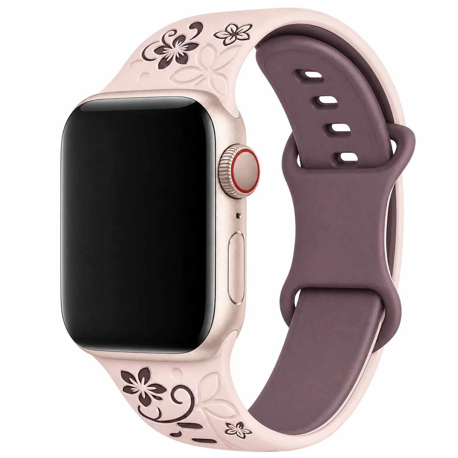 Bracelet Apple Watch Livia à imprimé floral – silicone – Rose