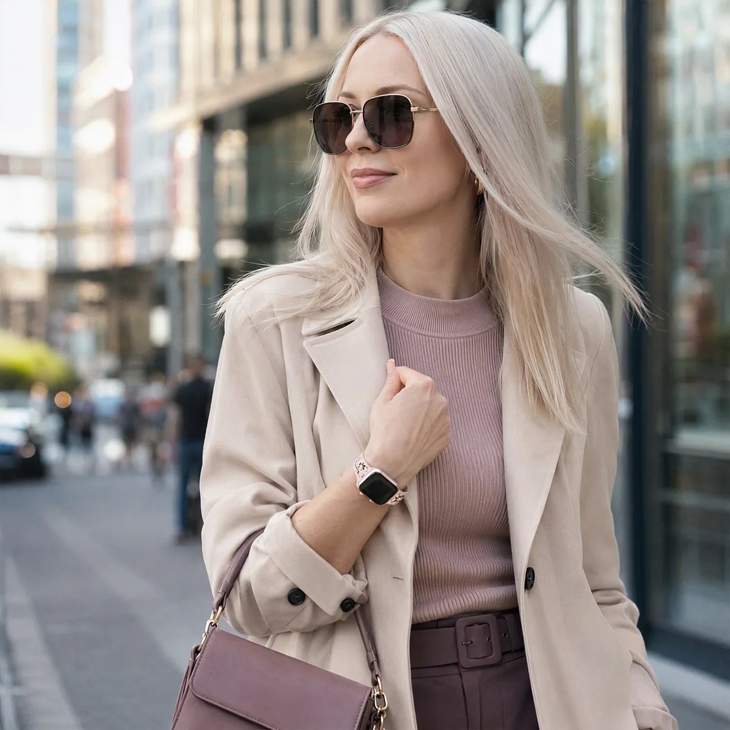 Bracelet Apple Watch Livia à imprimé floral – silicone – Rose