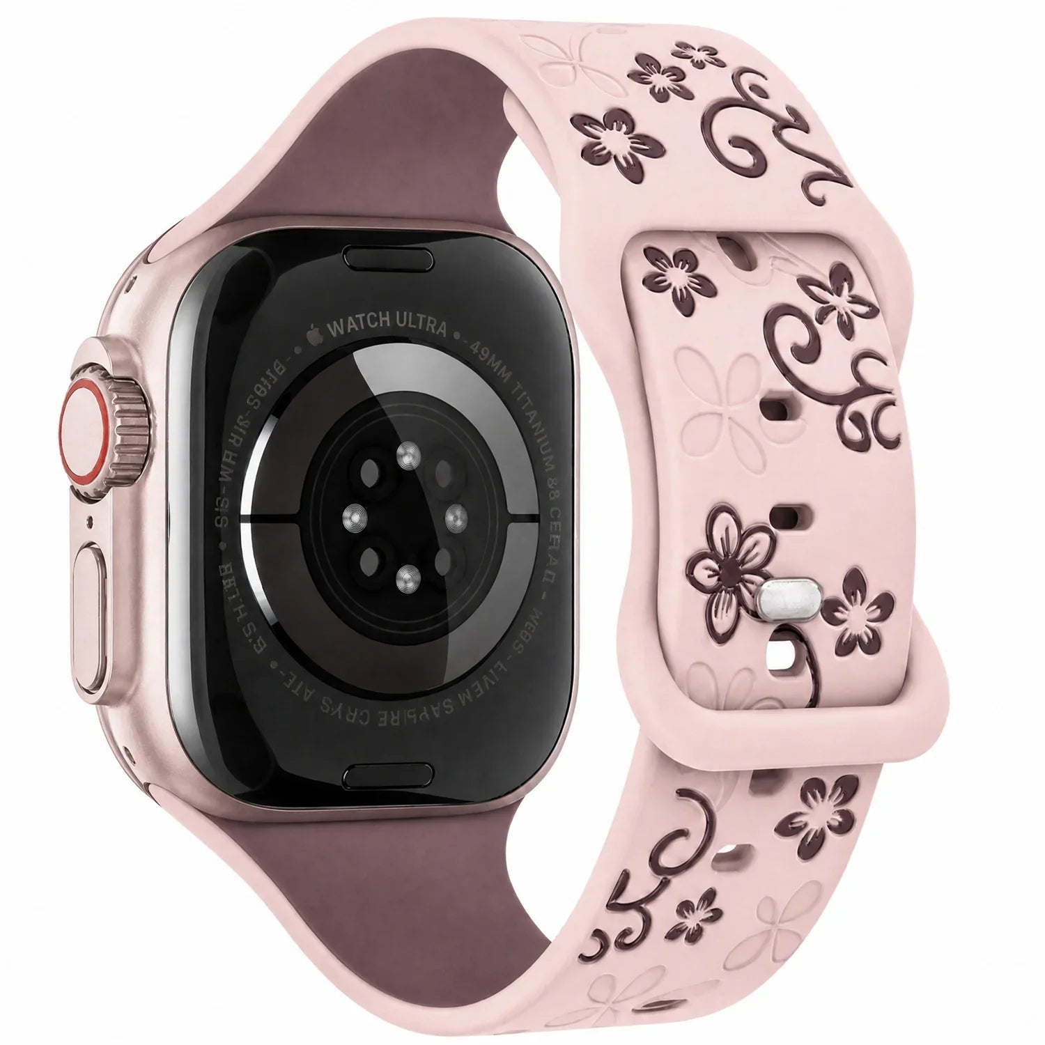 Bracelet Apple Watch Livia à imprimé floral – silicone – Rose