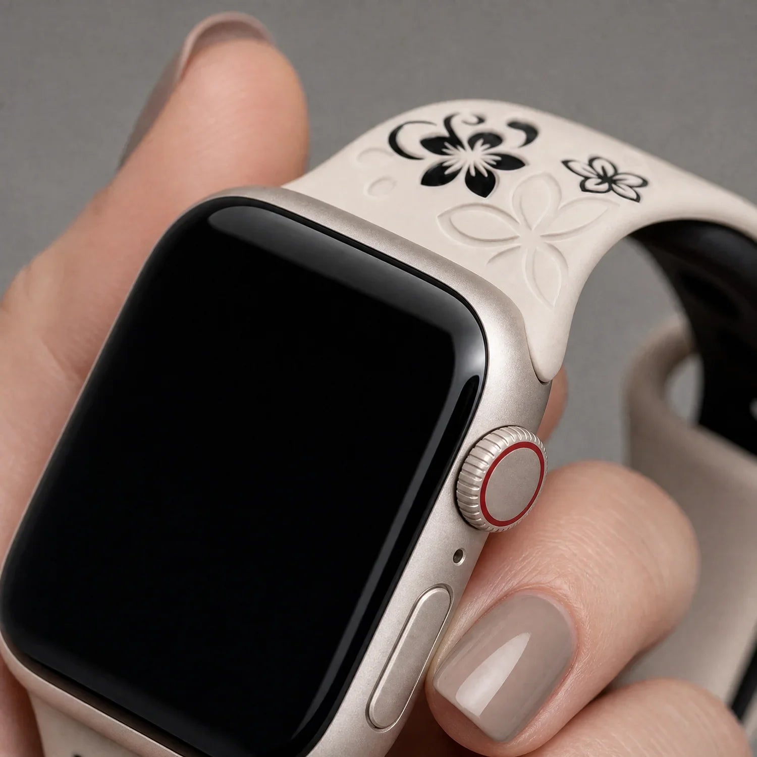 Bracelet Apple Watch Livia à imprimé floral – silicone – Lumière stellaire