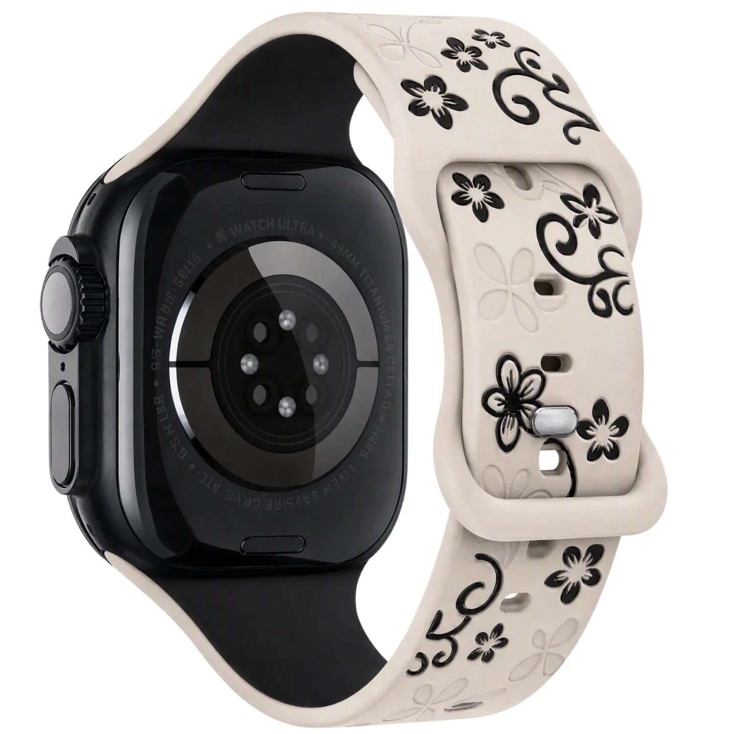Bracelet Apple Watch Livia à imprimé floral – silicone – Lumière stellaire