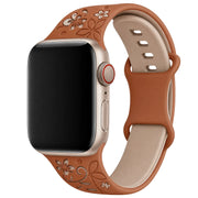 Bracelet Apple Watch Livia à imprimé floral – silicone – Marron