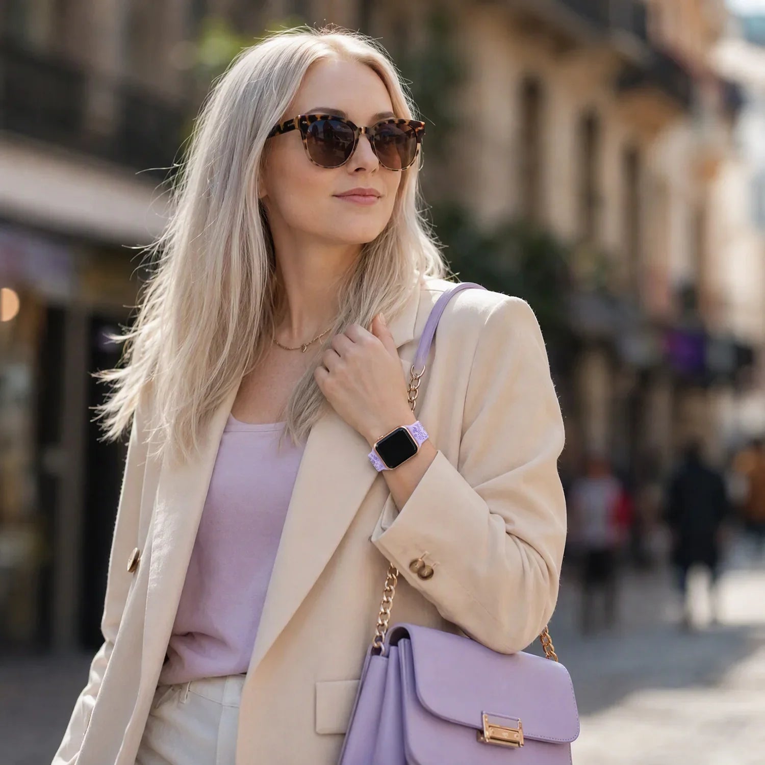 Bracelet Apple Watch Livia à imprimé floral – silicone – Violet
