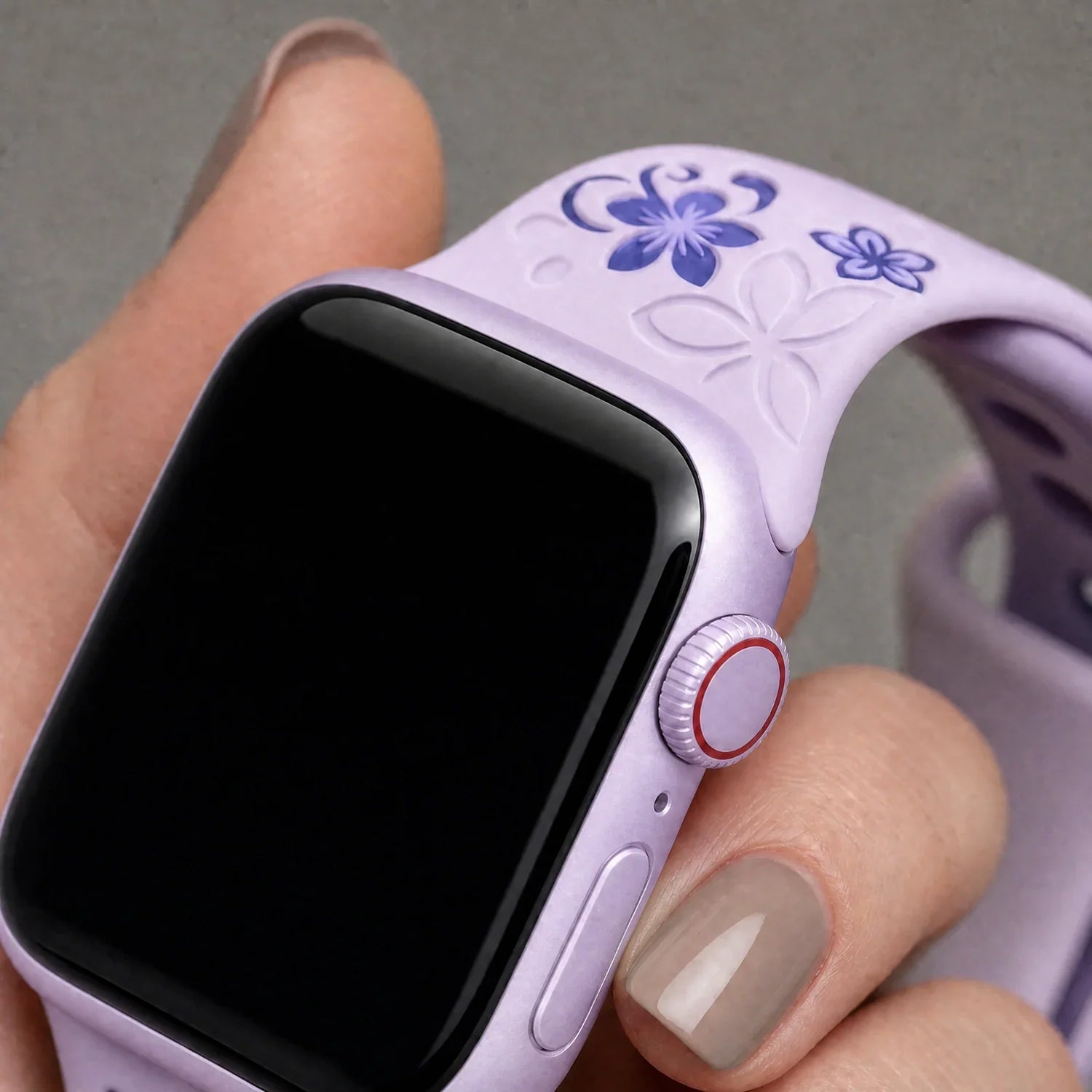 Bracelet Apple Watch Livia à imprimé floral – silicone – Violet