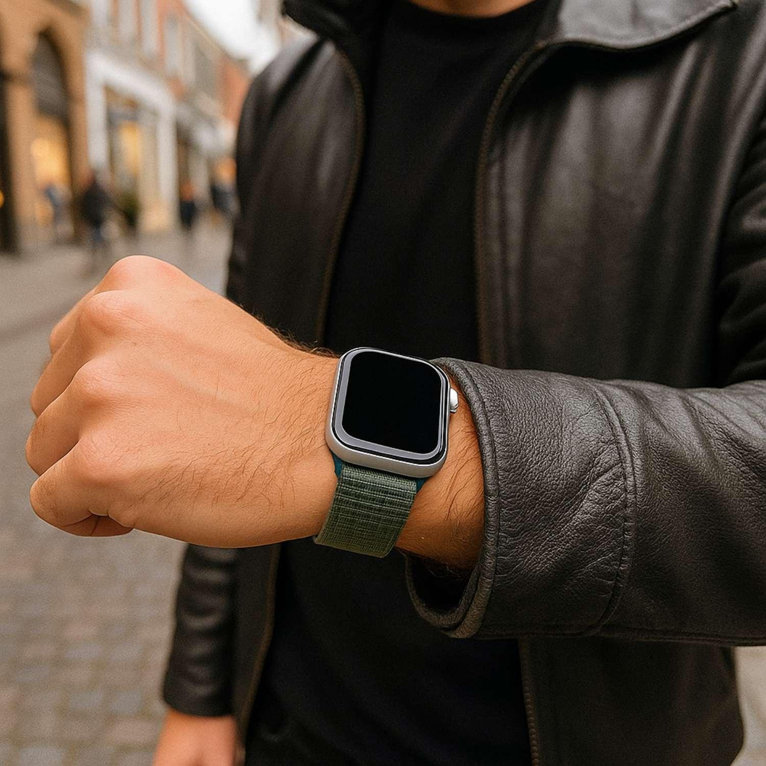 Bracelet Apple Watch Flyne - tissé - nylon - bleu sarcelle