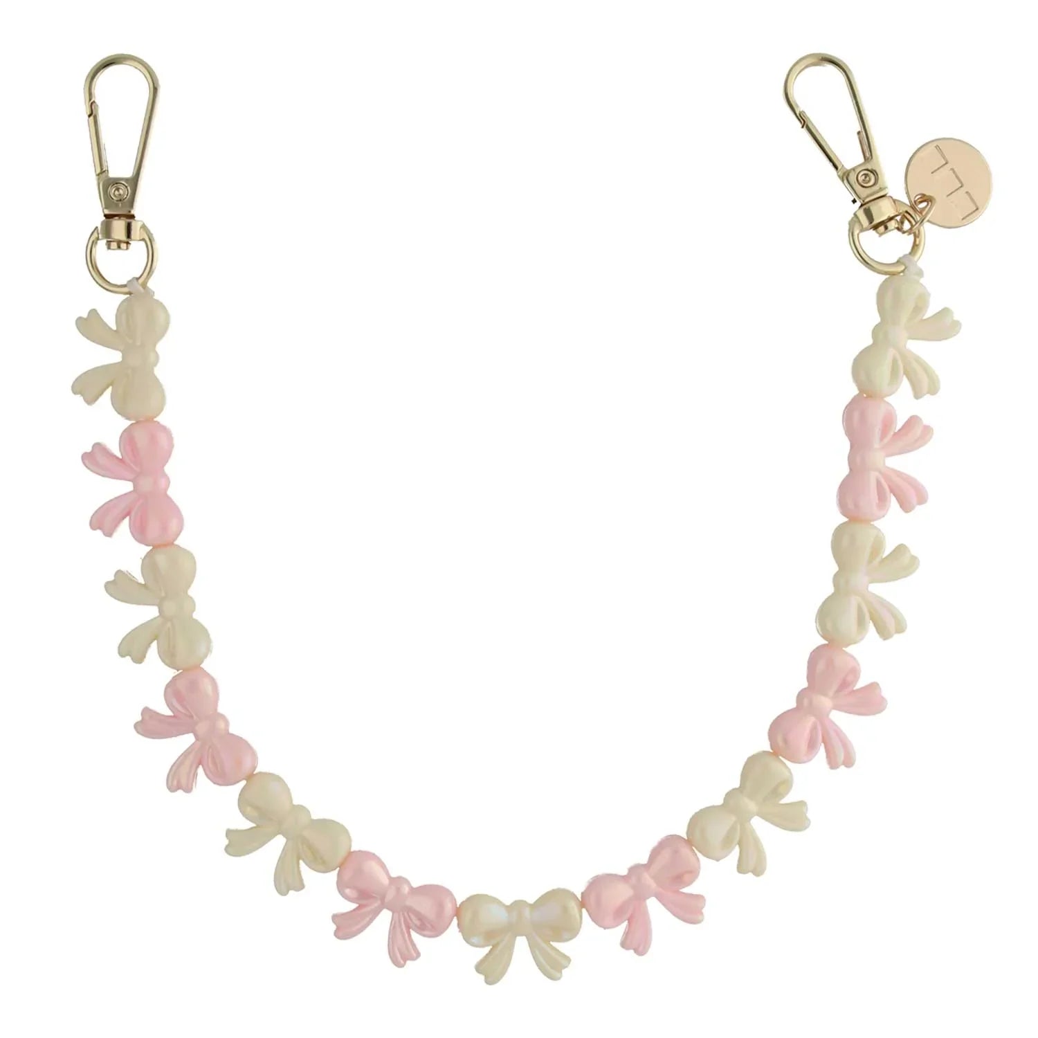 Cordon de téléphone Bow - rose clair blanc - or