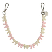 Cordon de téléphone Bow - rose clair blanc - argent