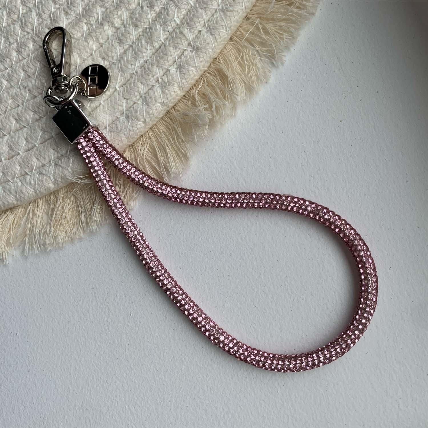 Cordon de téléphone Diamond - rose - argenté